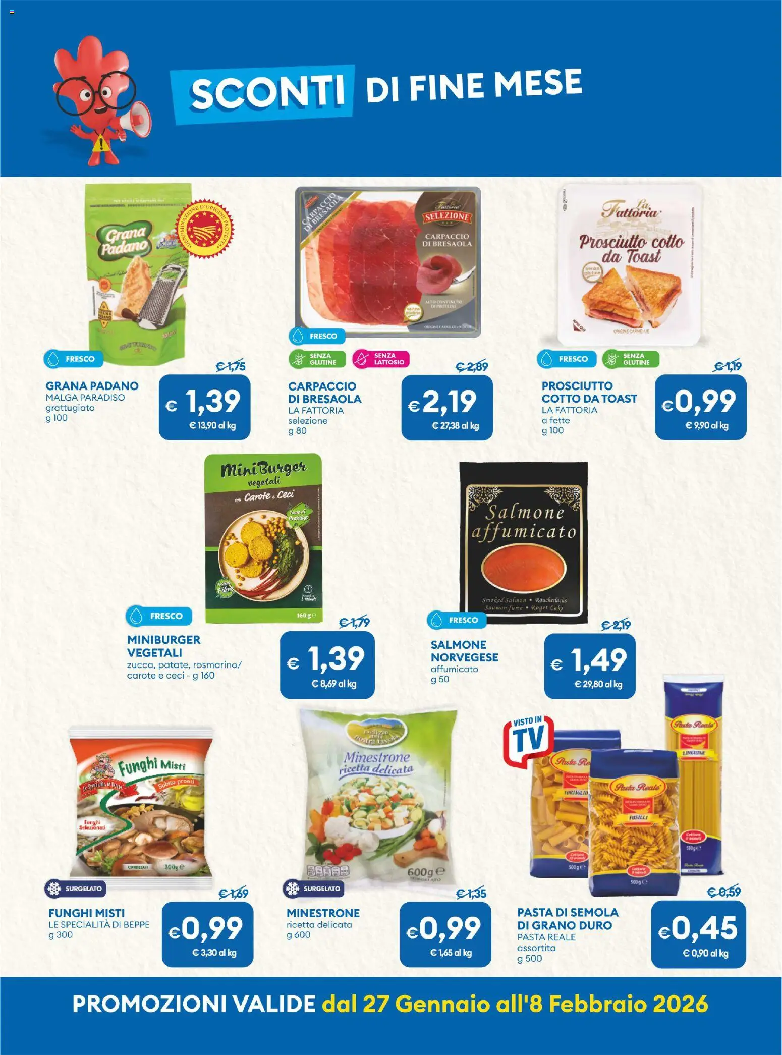 Volantino MD Discount del 27.01.2026 | Pagina: 2 | Prodotti: Minestrone, Ceci, Carote, Prosciutto