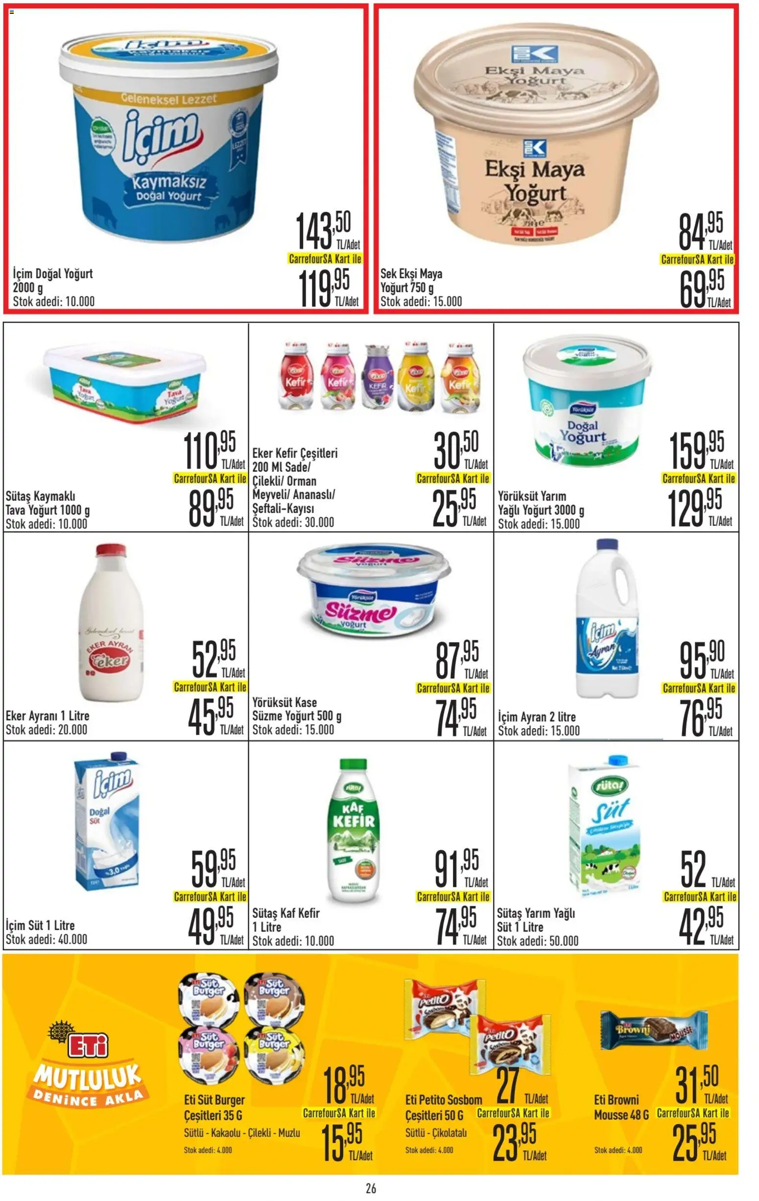 CarrefourSA Katalog - 15.01.2026 tarihinden itibaren geçerlidir | Sayfa: 26 | Ürünler: Kaşe, Kefir, Süt, Yoğurt