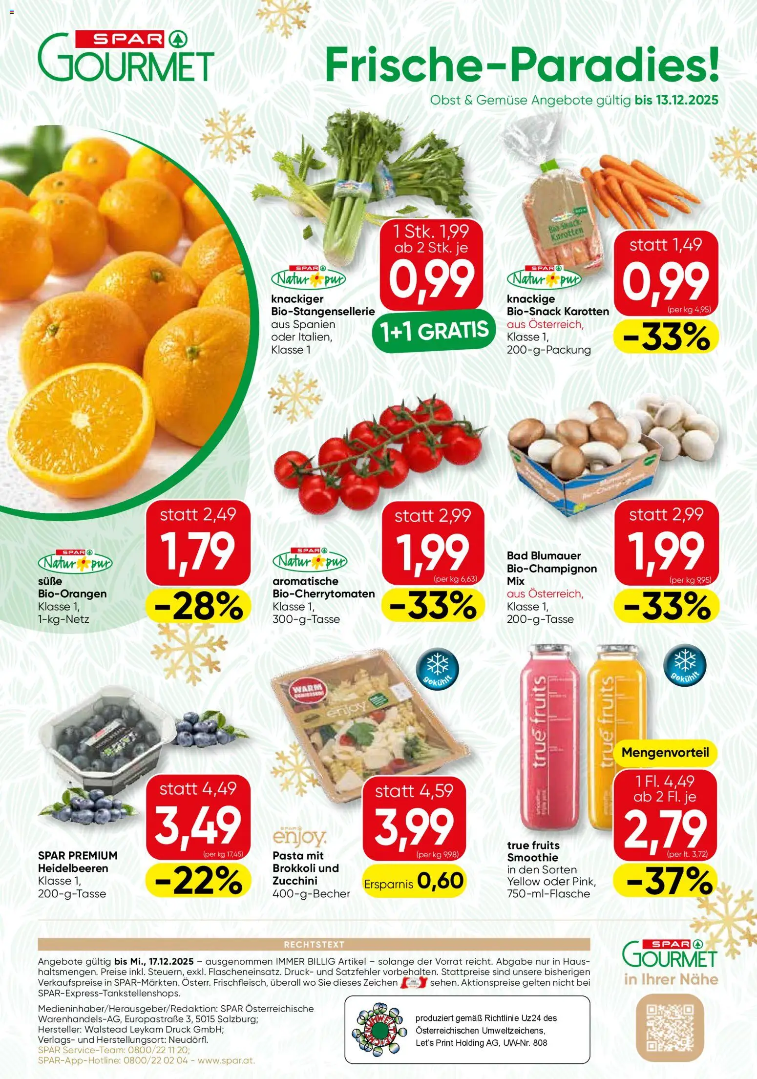 SPAR Gourmet Flugblatt - Niederösterreich gültig ab 11.12.2025 | Seite: 8 | Produkte: Pasta, Gemüse, Obst, Bad