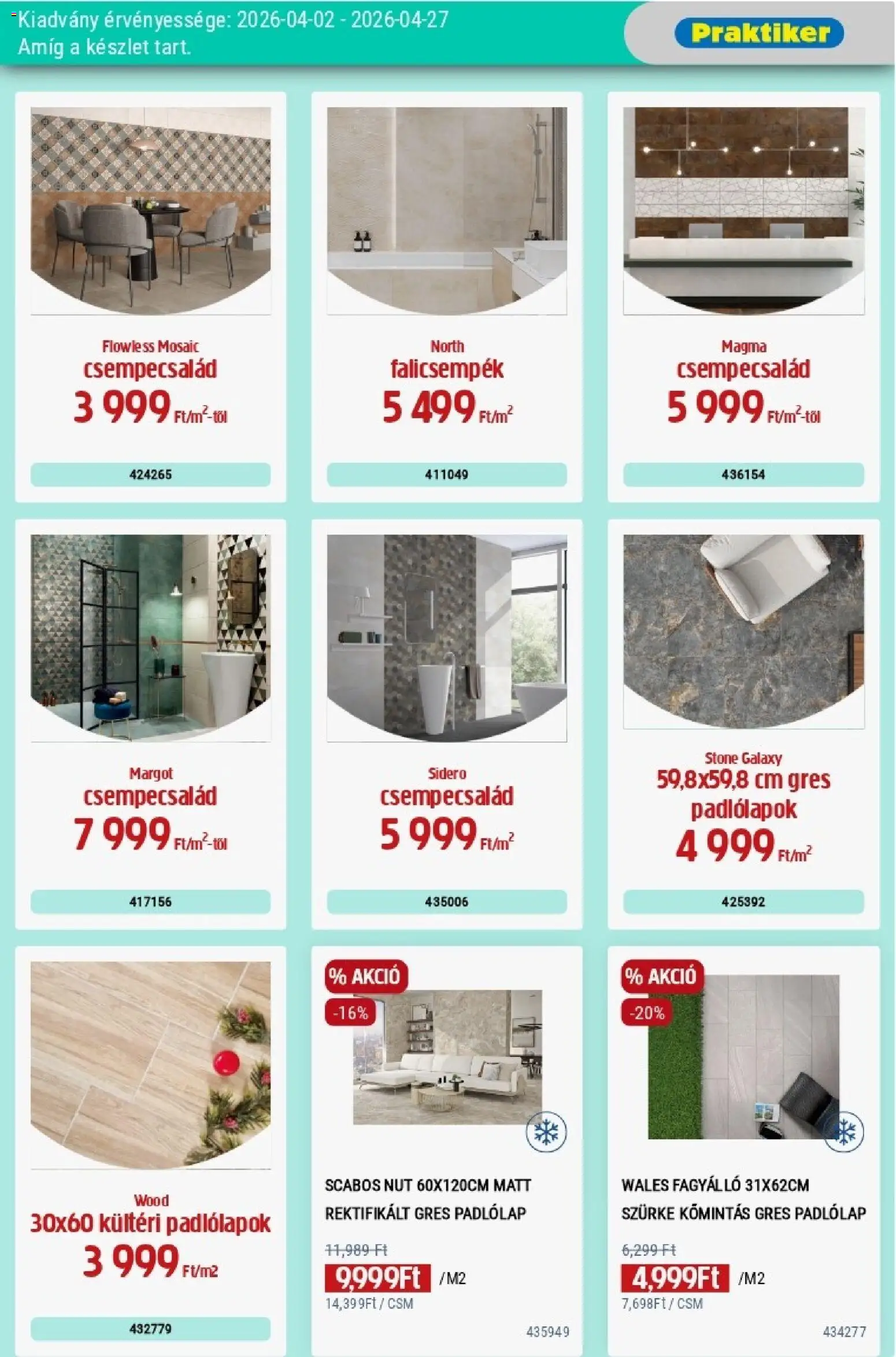Praktiker akciós ujság - amely érvényes a következő dátumtól: 02.04.2026 | Oldal: 15 | Termékek: Padlólap, Gres