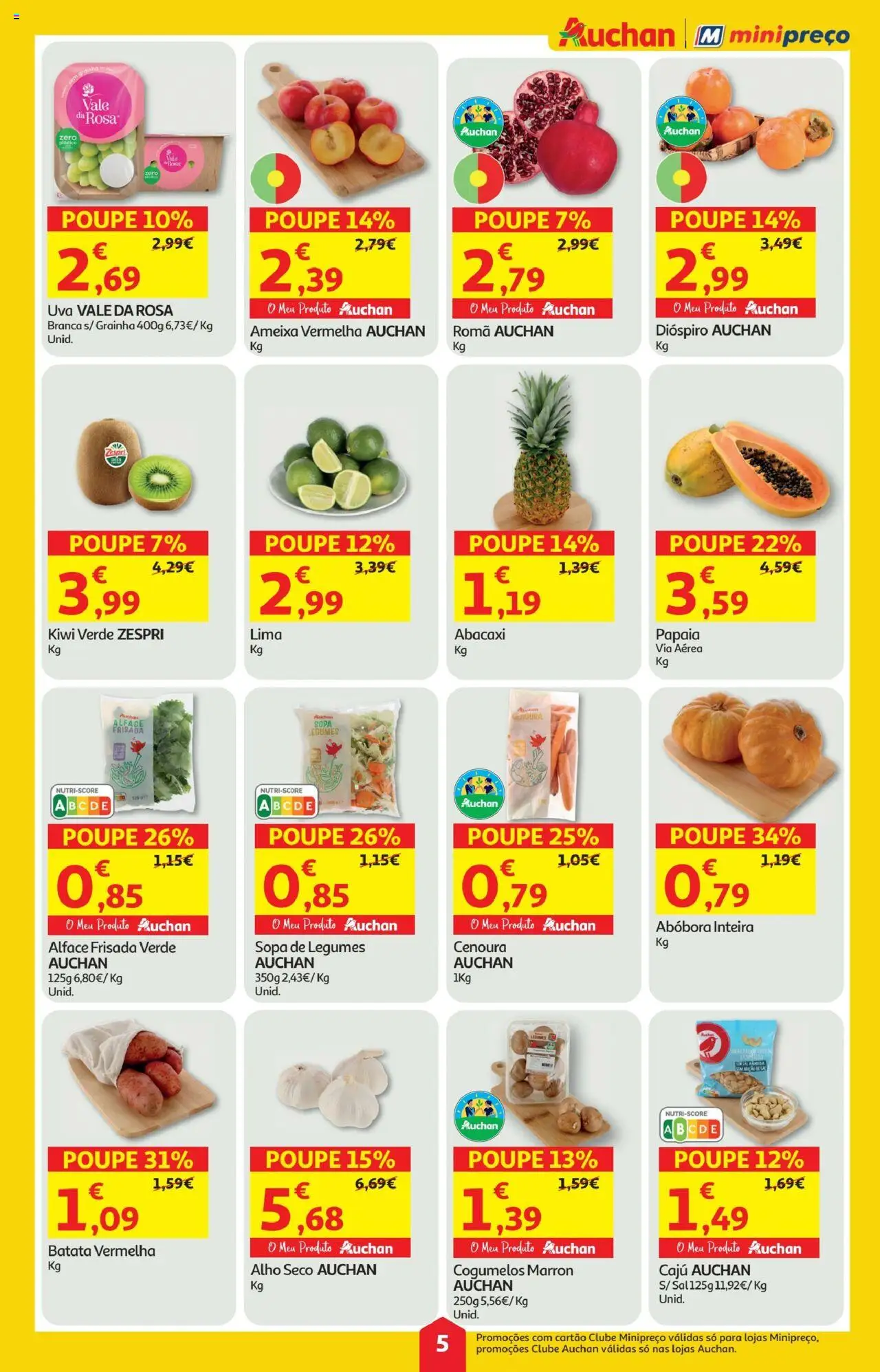 Minipreço folheto │ válido de 16.10.2025 | Página: 5 | Produtos: Sal, Sopa, Kiwi, Cogumelos