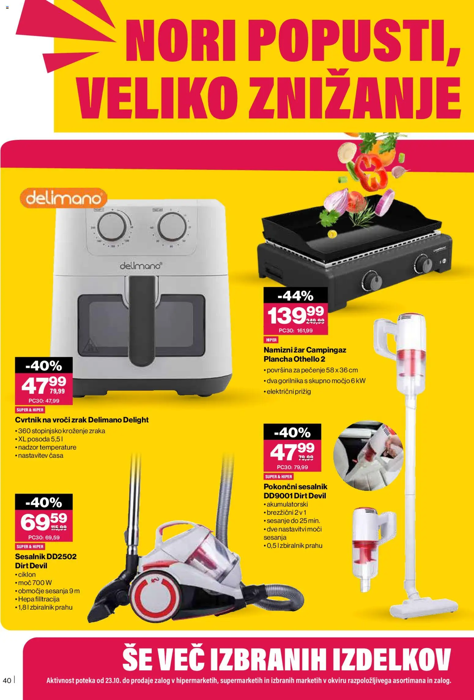 Novi Mercator katalog ponudbe – veljaven od 23.10.2025 | Stran: 40 | Izdelki: Zar, Grill, Sesalnik