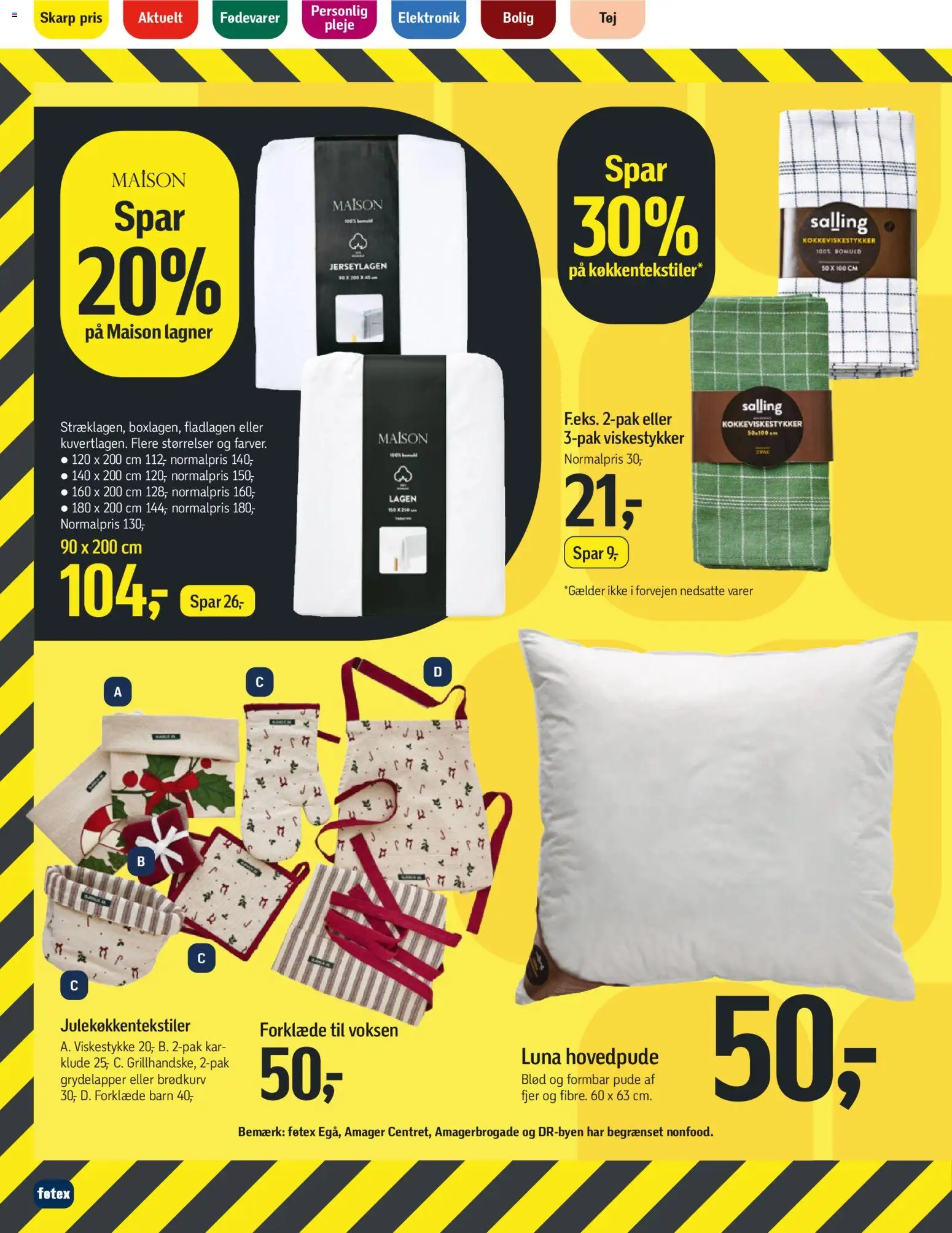 Føtex tilbudsavis – gyldig fra 21.11.2025 | Side: 12 | Produkter: Pude, Lagner, Viskestykker