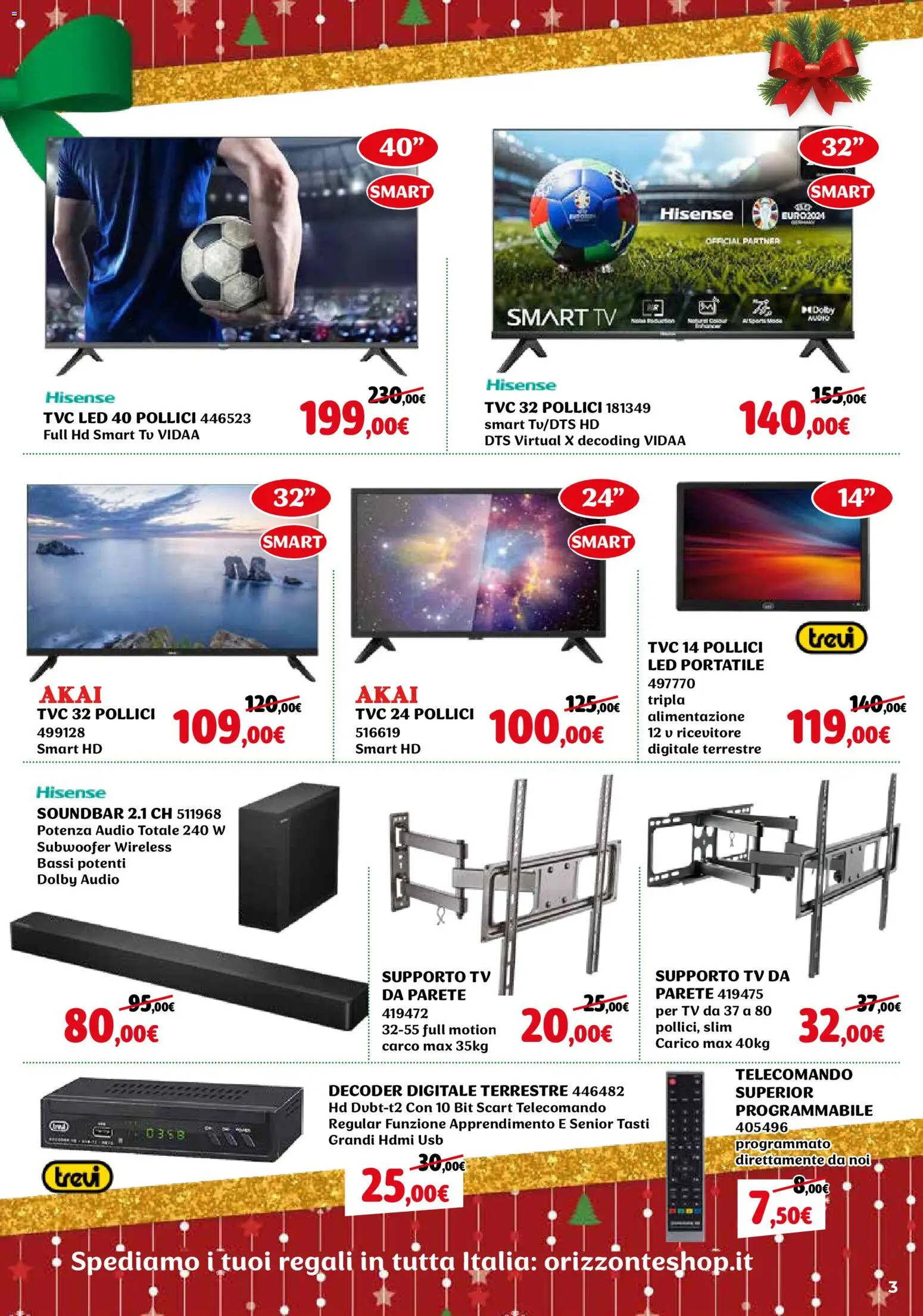 Volantino Orizzonte del 27.11.2025 | Pagina: 3 | Prodotti: Telecomando, smart TV, TV, Audio