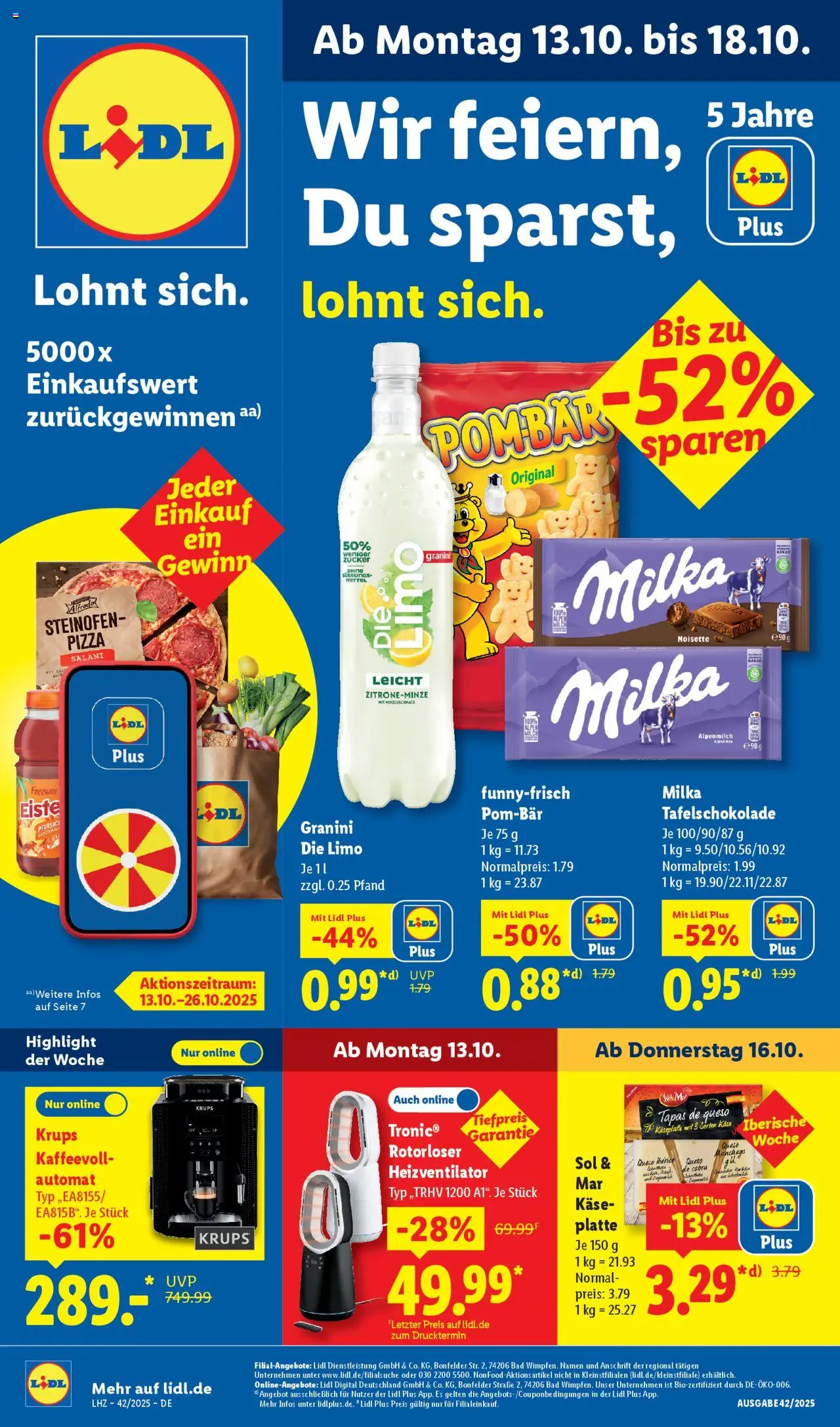 Lidl Prospekt Grimma – gültig ab 13.10.2025 | Seite: 1 | Produkte: Krups, Zucker, Granini, Pizza