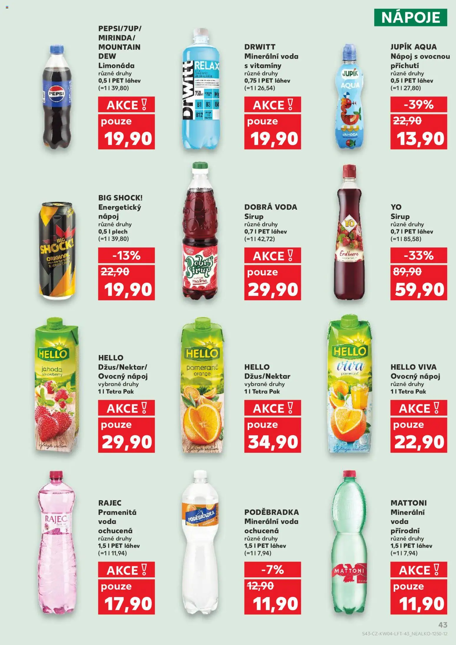 Kaufland leták - Plzeň od 21.01.2026 | Strana: 43 | Produkty: Pepsi, Drwitt, Vitamíny, Big Shock