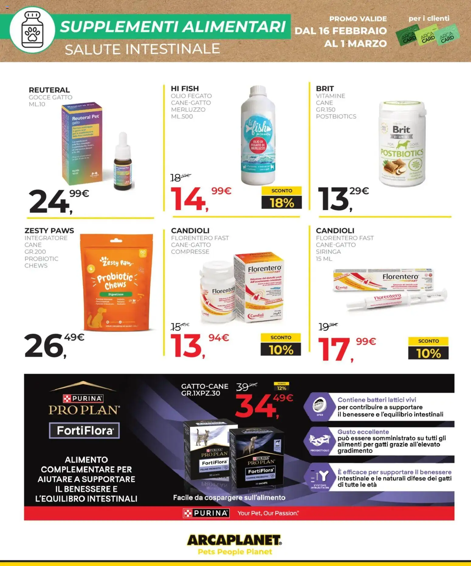 Volantino Arcaplanet del 16.02.2026 | Pagina: 26 | Prodotti: Merluzzo, Olio