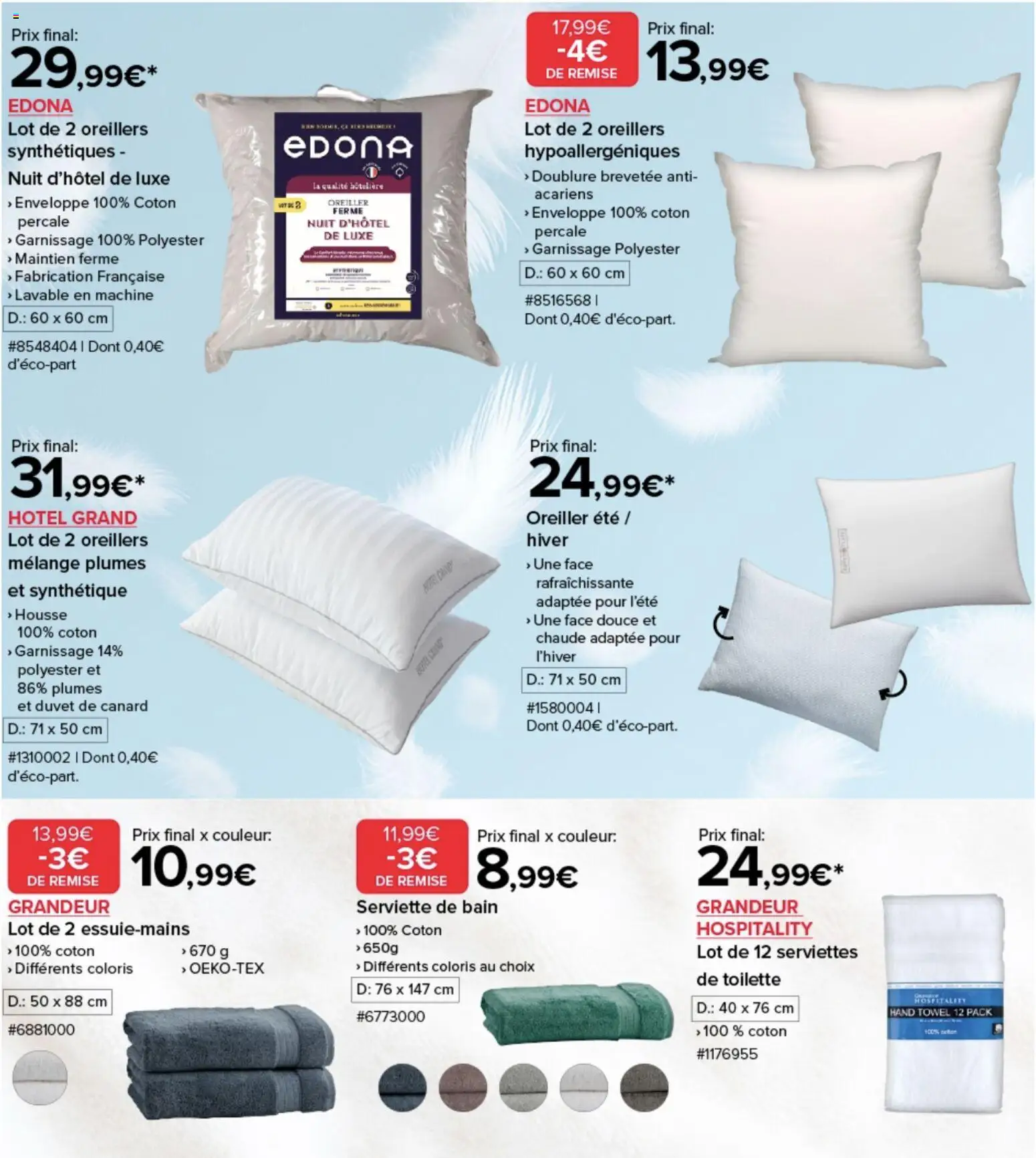 {H1} | Page: 2 | Produits: Coton, Enveloppe, Oreiller, Serviette de bain