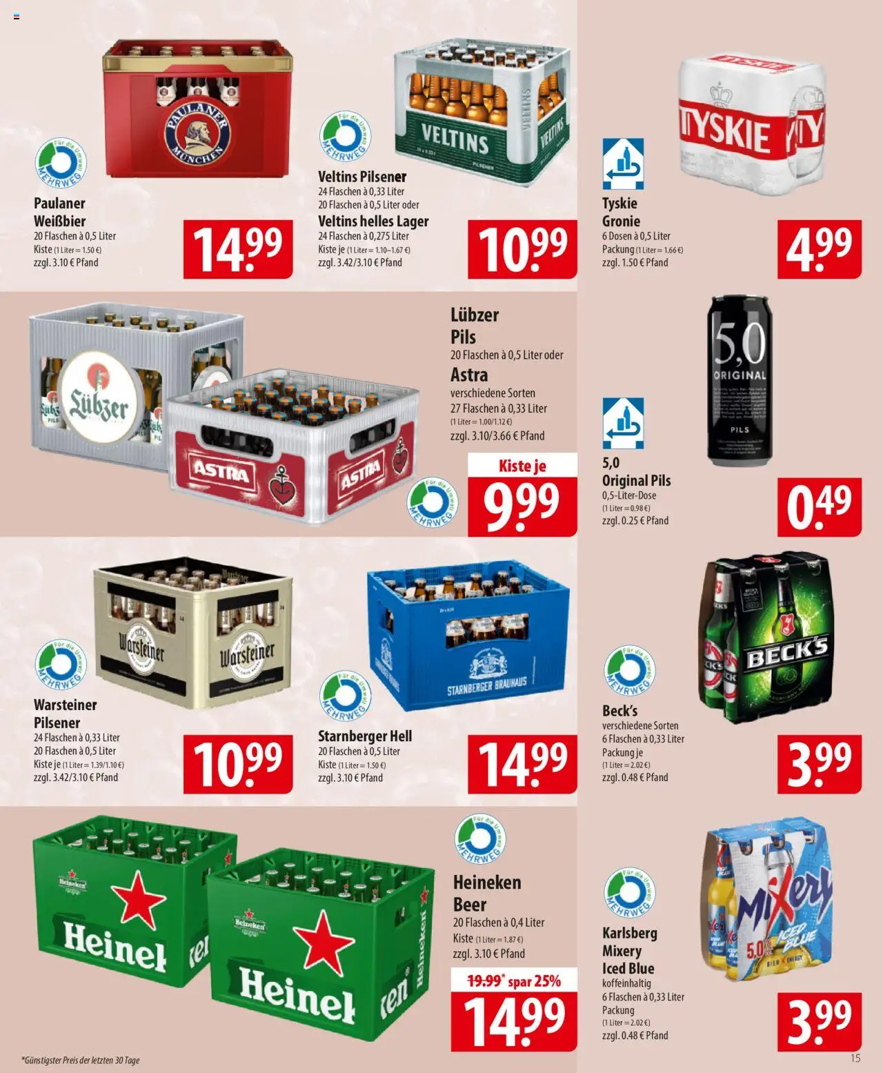 Famila Prospekt 	 - gültig ab dem 23.06.2025 | Seite: 15 | Produkte: Warsteiner, Mixery, Lubzer, Veltins