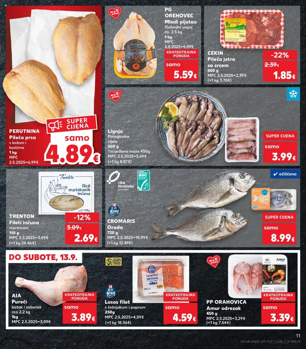 Kaufland katalog | vrijedi od 10.09.2025 | Stranica: 11 | Proizvodi: Riba, Losos, Pileća prsa