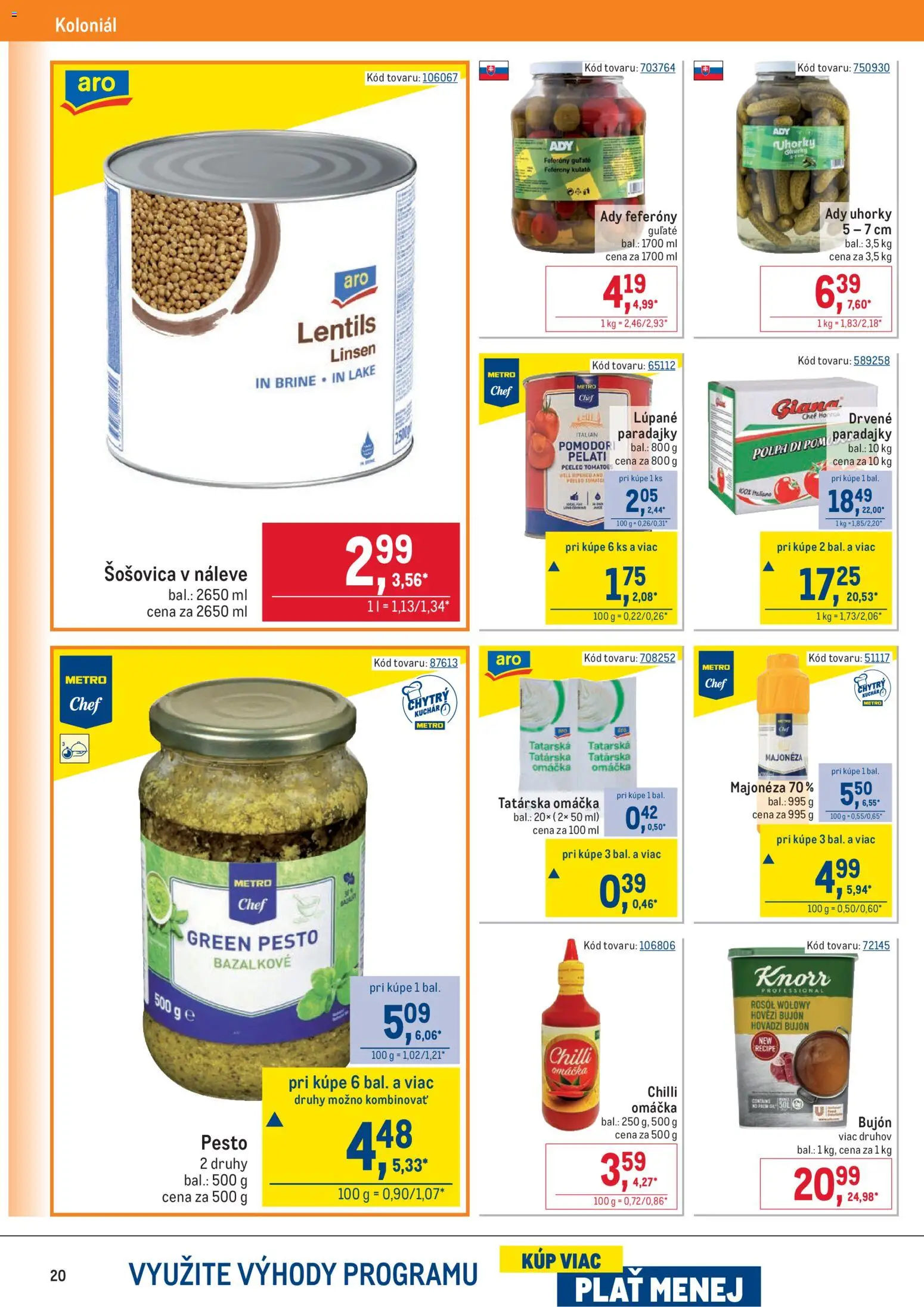 Nové Metro akcie – leták je platný od 25.02.2026 | Strana: 20 | Produkty: Paradajky, Chilli, Šošovica, Tatárska omáčka