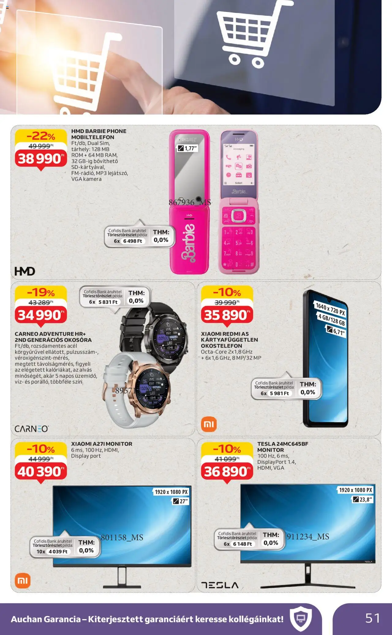 Auchan akciós ujság - amely érvényes a következő dátumtól: 07.08.2025 | Oldal: 51 | Termékek: Okostelefon, Monitor, Kamera, Xiaomi