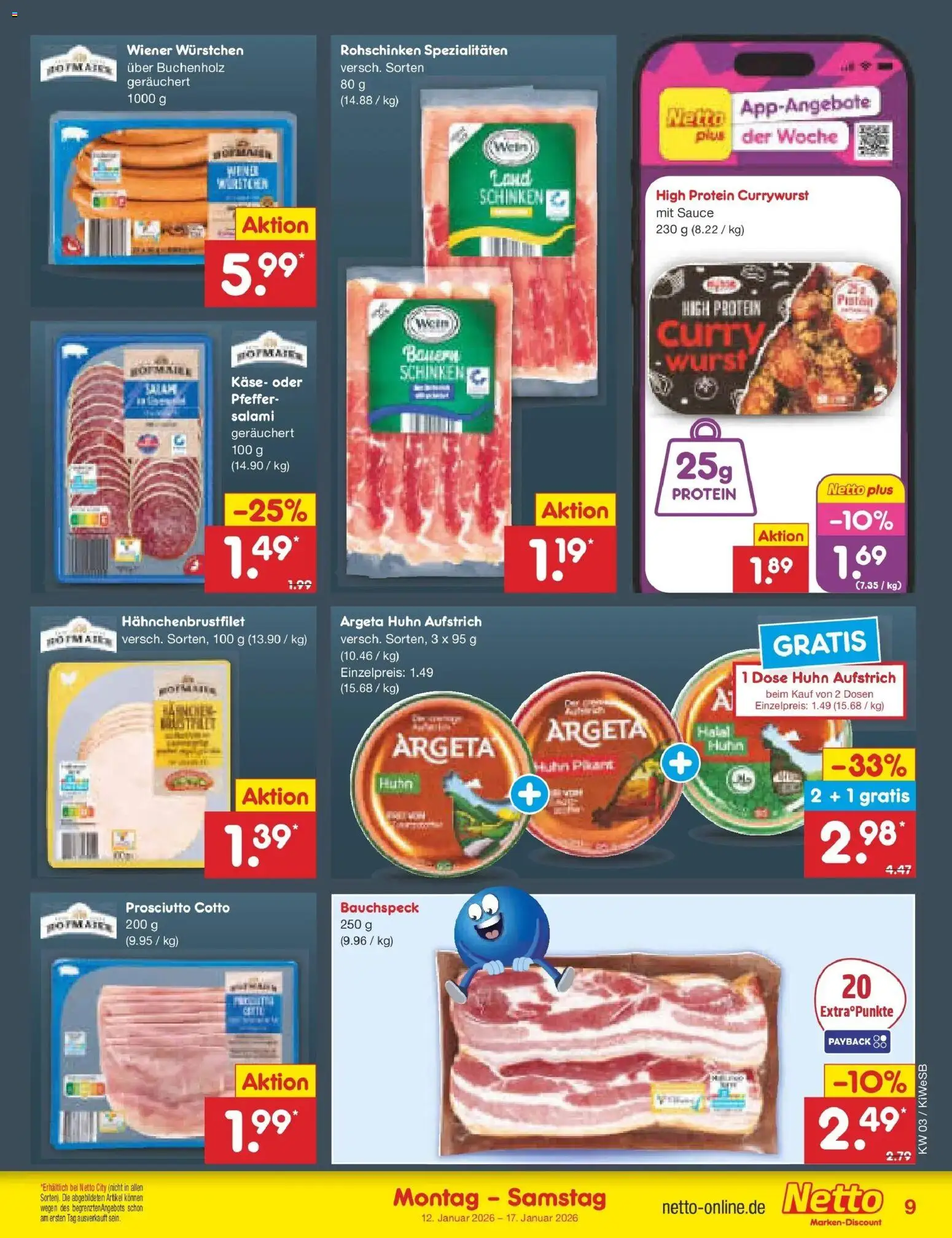 Netto Marken-Discount prospekt Bad Friedrichshall	 – gültig ab 12.01.2026 | Seite: 9 | Produkte: Pfeffer, Wurst, Schinken, Wein