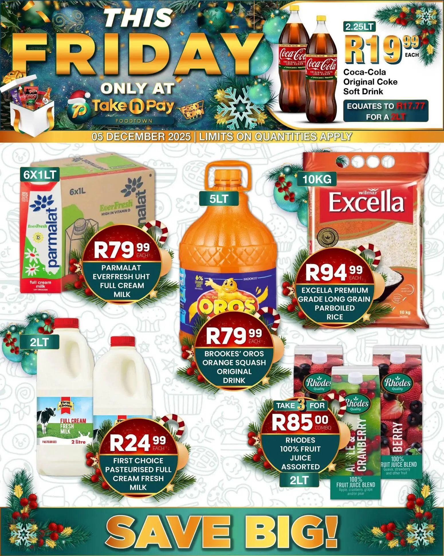 New Take n Pay catalogue – valid from 05.12.2025 | Page: 1 | Products: Squash, Juice, Cream, Fruit