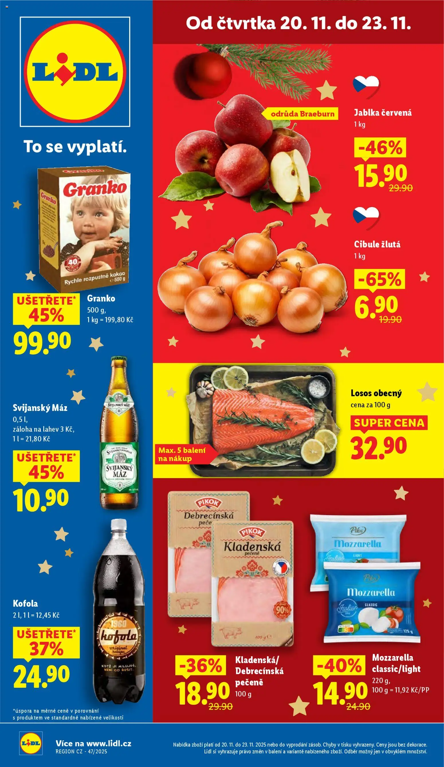 Lidl Black Friday od 20.11.2025 | Strana: 1 | Produkty: Jablka, Kofola, Cibule, Pikok