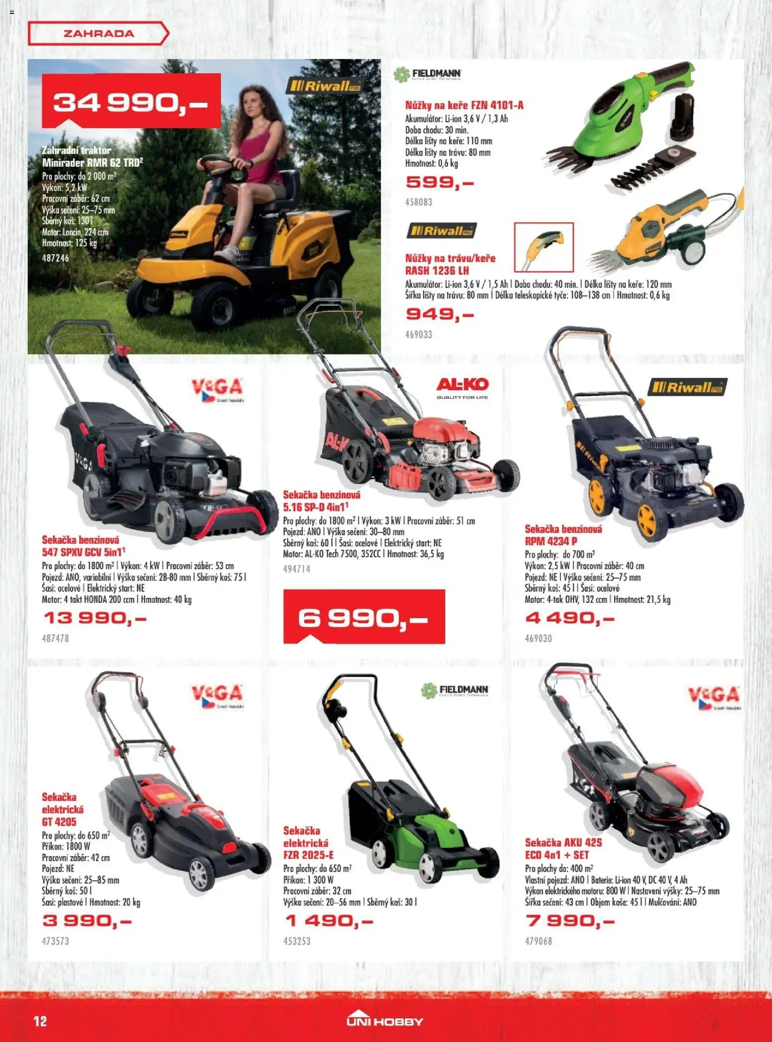 Uni Hobby leták od 30.04.2026 | Strana: 12 | Produkty: Nůžky, Elektrická sekačka, Baterie, Koš