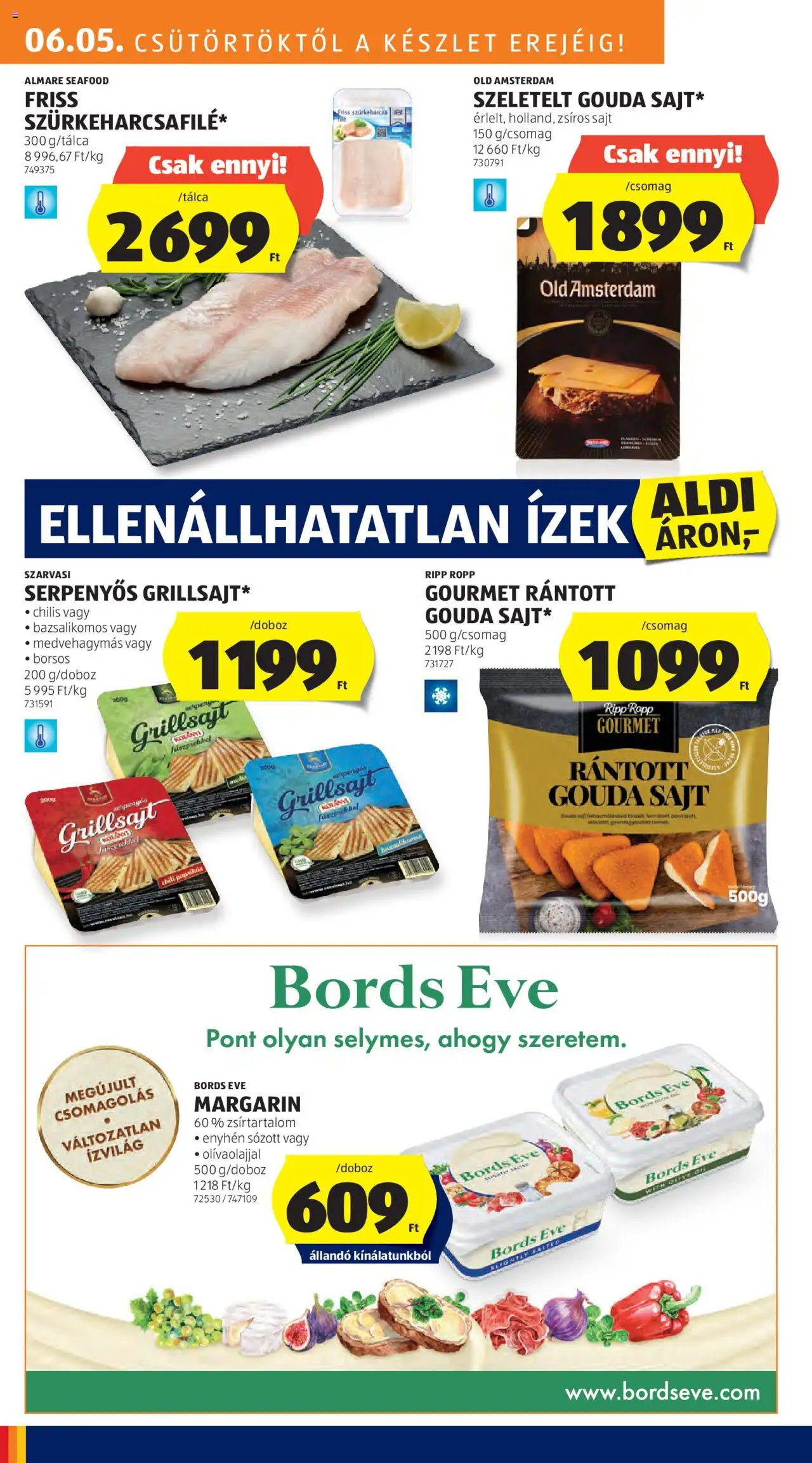 Aldi akciós ujság - amely érvényes a következő dátumtól: 05.06.2025 | Oldal: 16 | Termékek: Margarin, Grillsajt, Gouda, Sajt