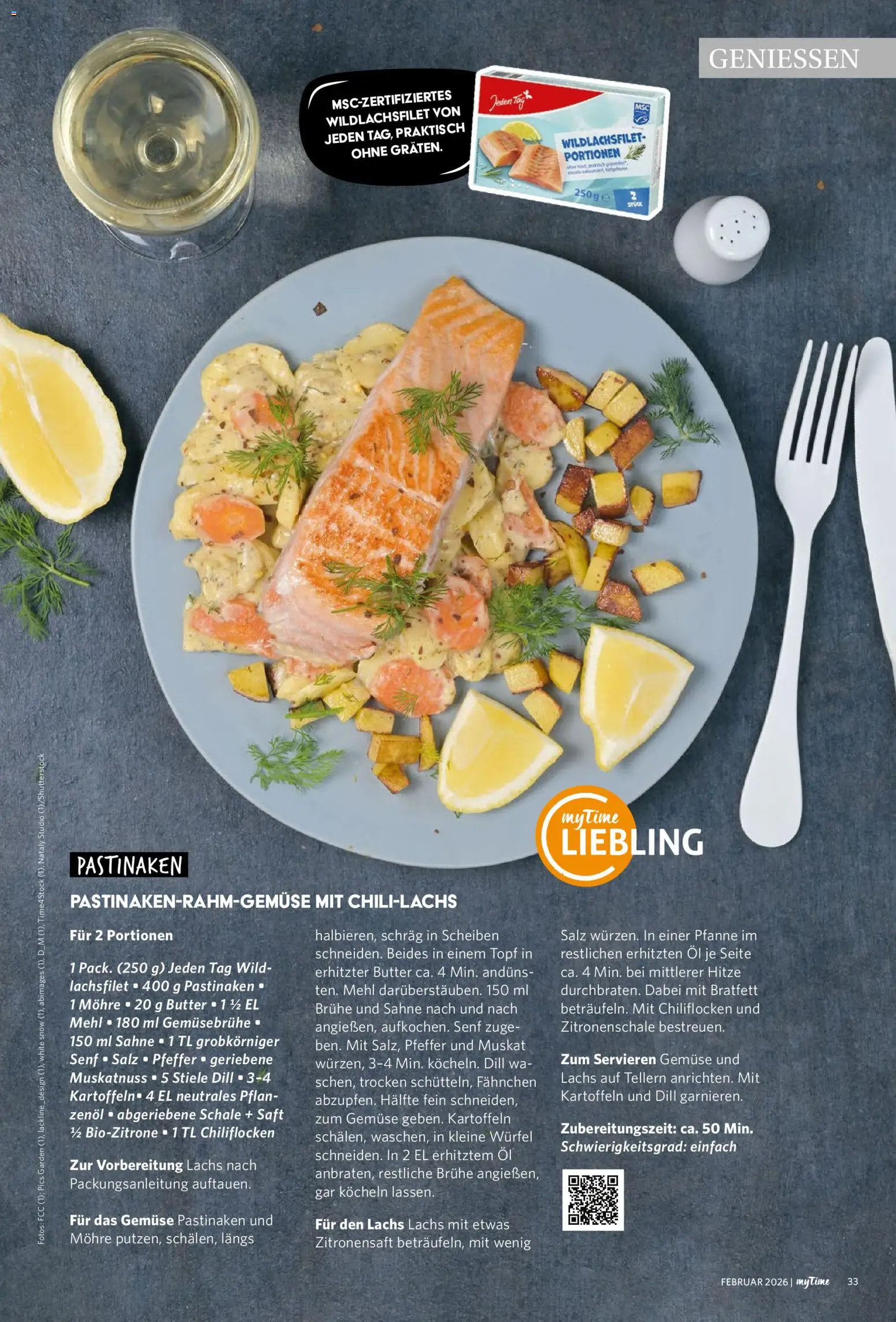 Famila Nordwest myTime Februar 2026 – gültig ab 01.02.2026 | Seite: 33 | Produkte: Mehl, Lachs, Salz, Dill