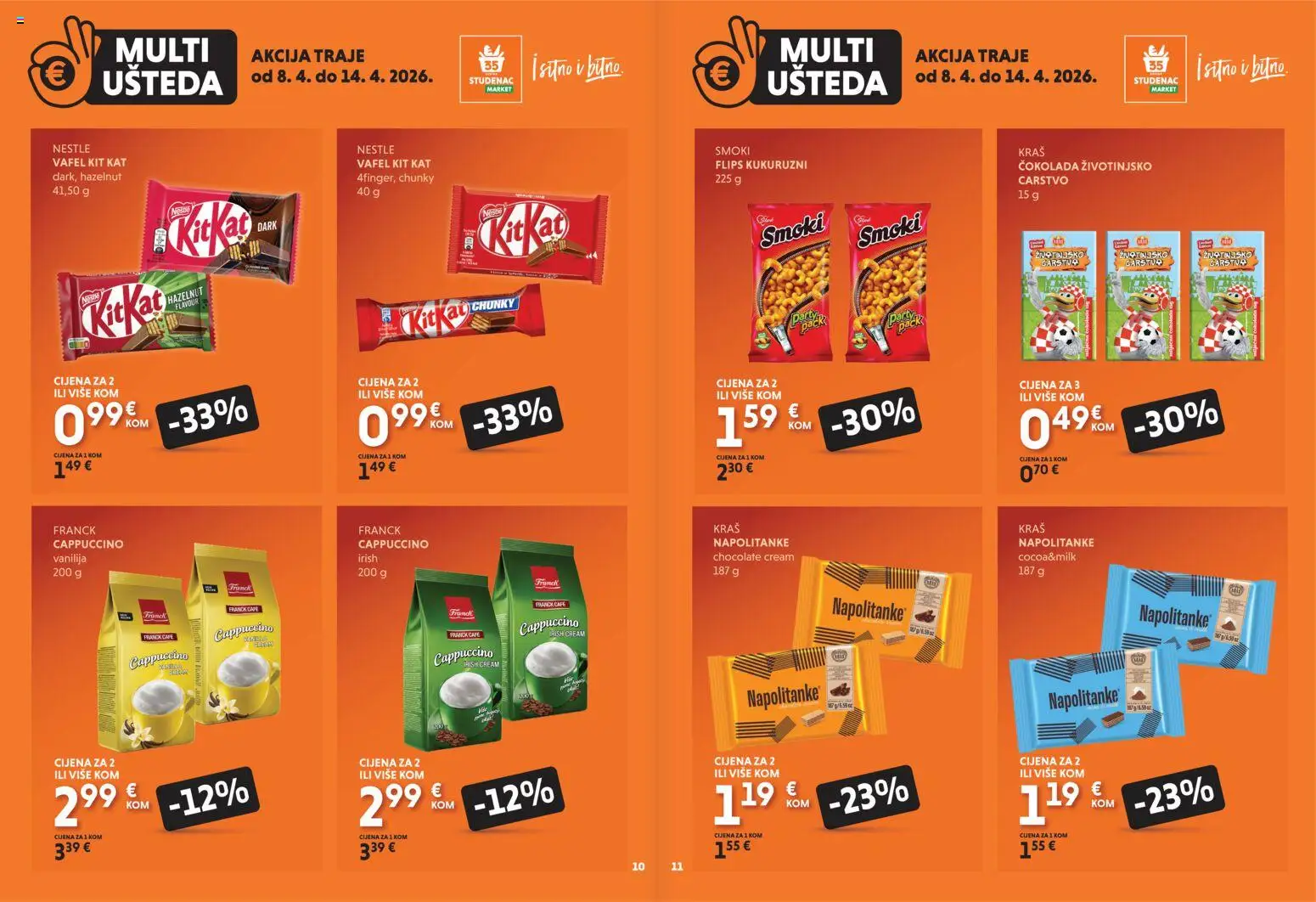 Studenac katalog | vrijedi od 08.04.2026 | Stranica: 6 | Proizvodi: Flips, Čokolada, Napolitanke, Cappuccino