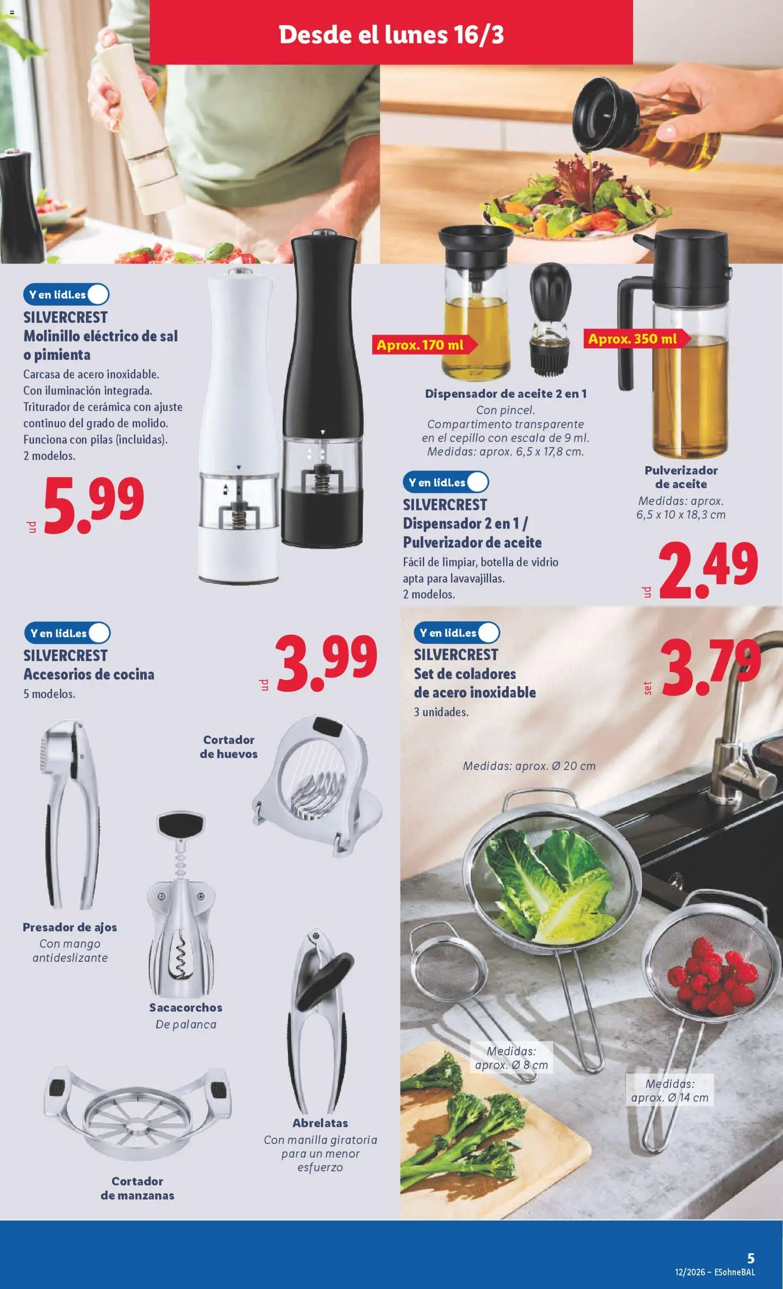 Lidl folleto de bazar │ válido desde el 16.03.2026 | Página: 9 | Productos: Cepillo, Aceite, Manzanas, Ρούτερ