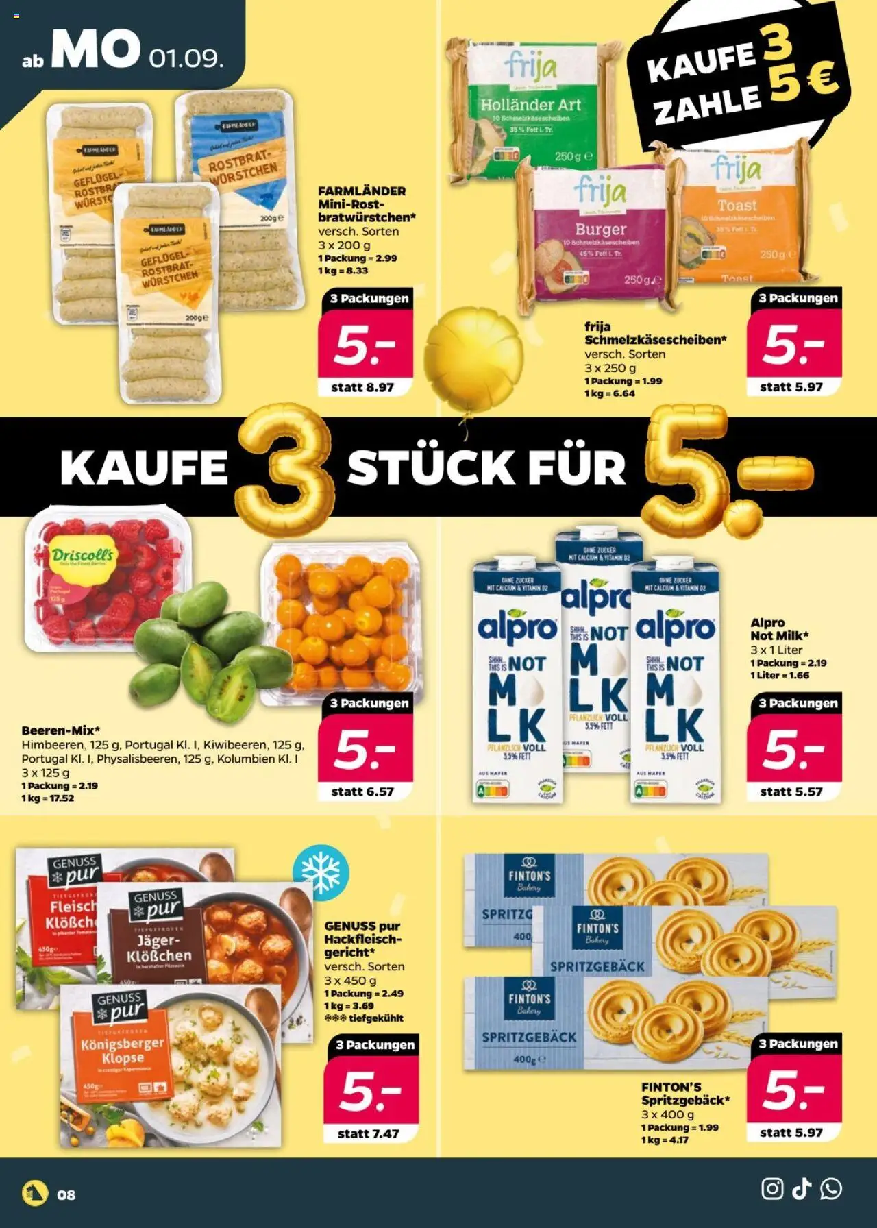 Netto Prospekt 	 - gültig ab dem 01.09.2025 | Seite: 8 | Produkte: Toast, Burger, Alpro, Zucker