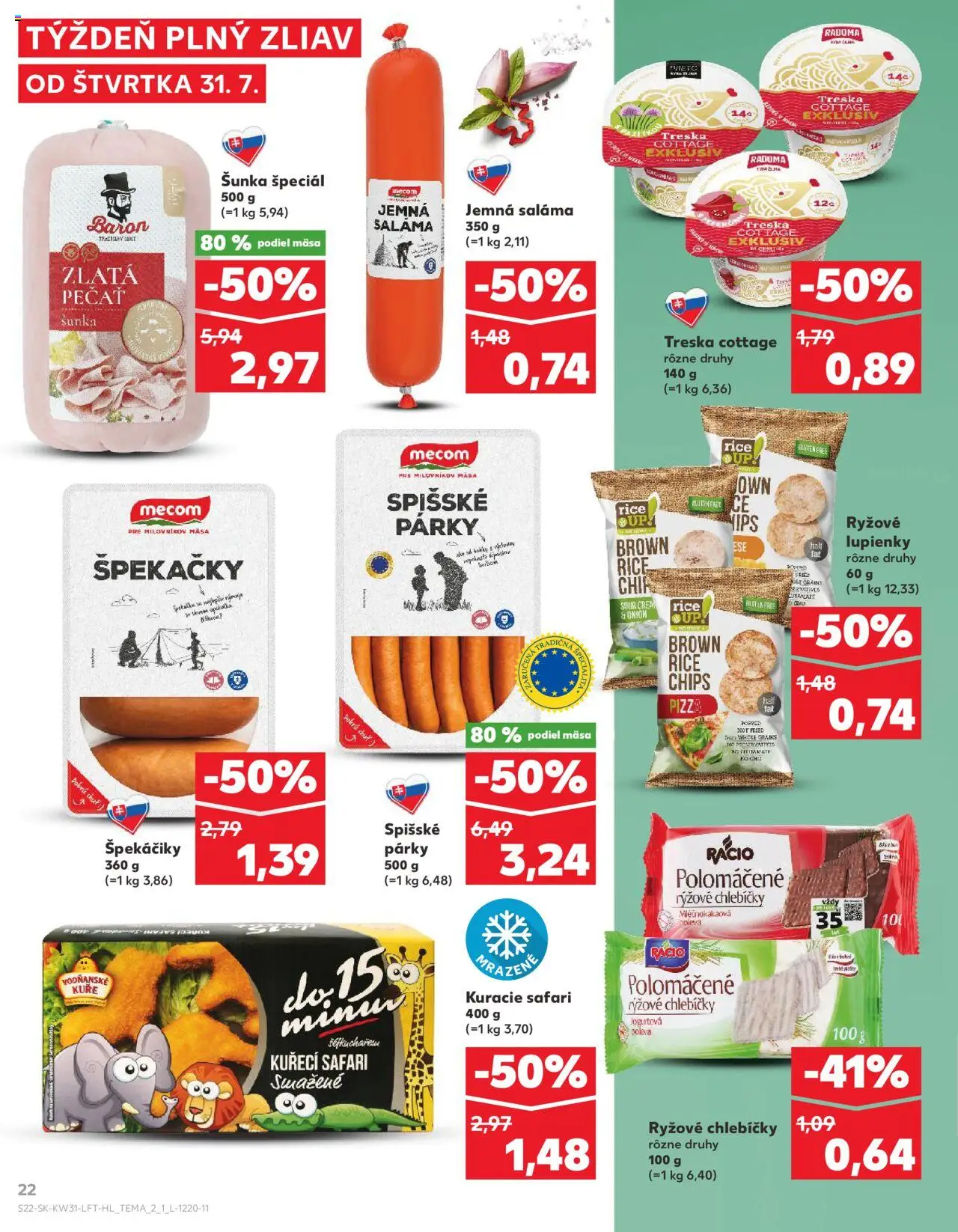 Kaufland Bratislava-Petržalka │ platný od 31.07.2025 | Strana: 22 | Produkty: Saláma, Šunka, Párky, Treska