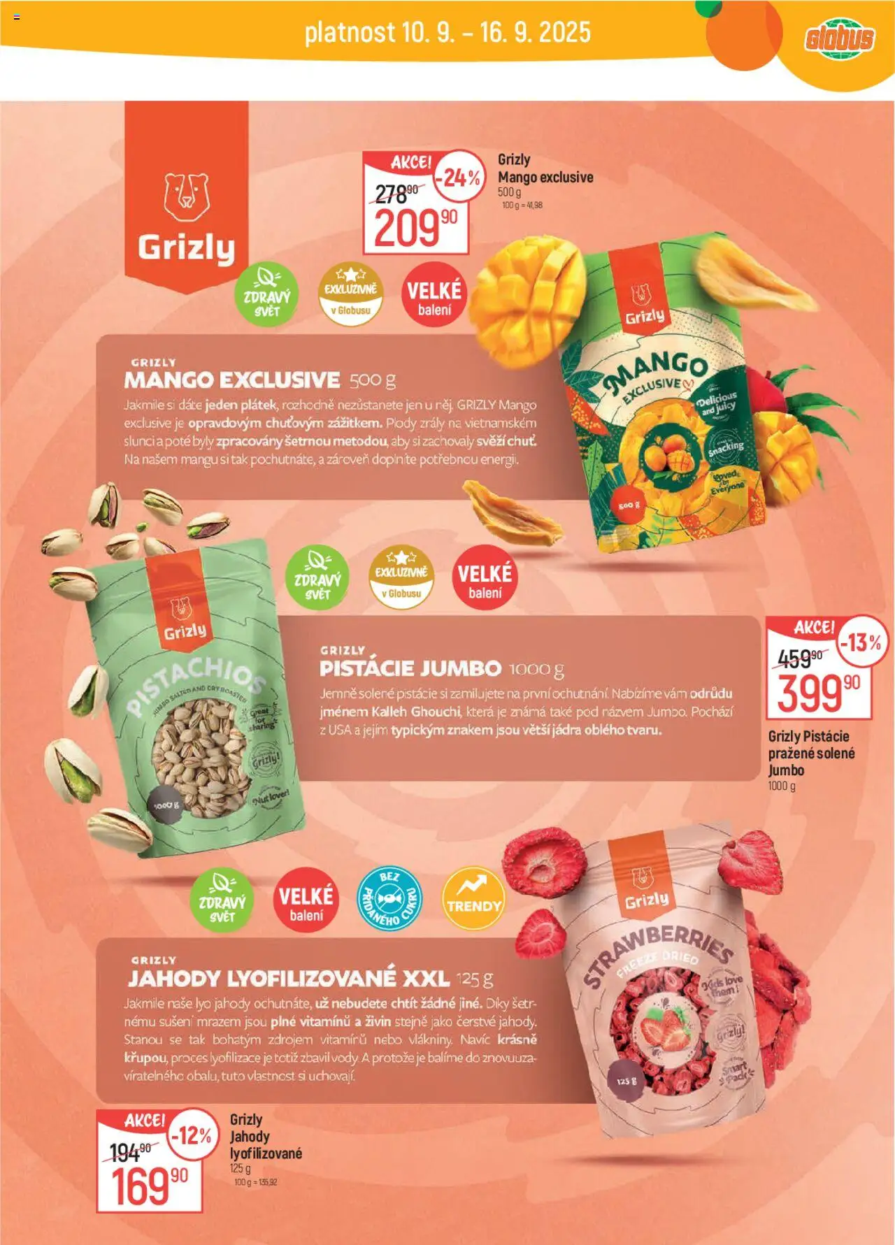 Globus leták od 10.09.2025 | Strana: 20 | Produkty: Mango, Globus, Jahody, Pistácie
