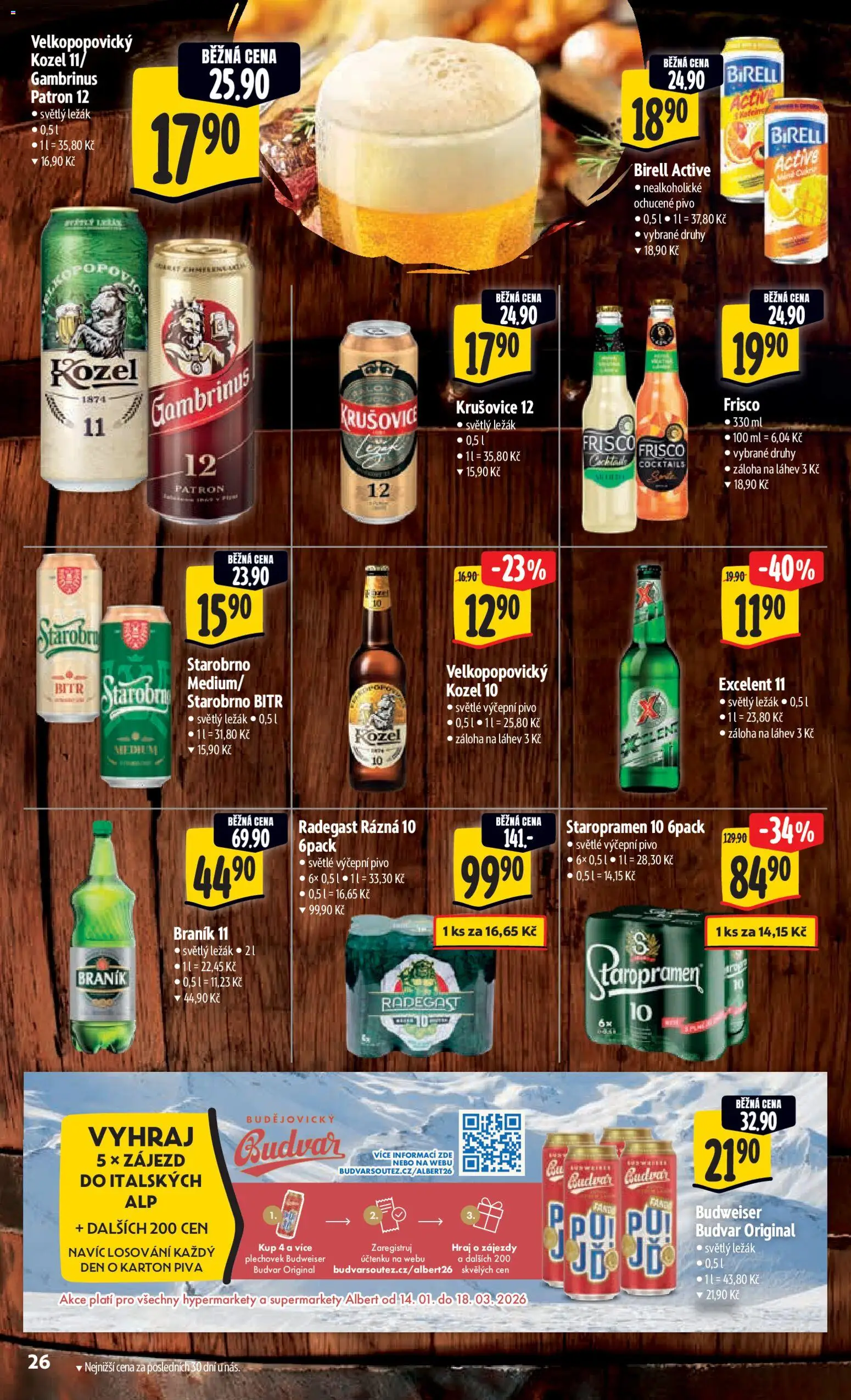 Albert leták - Hypermarket od 14.01.2026 | Strana: 33 | Produkty: Staropramen, Birell, Krušovice, Láhev