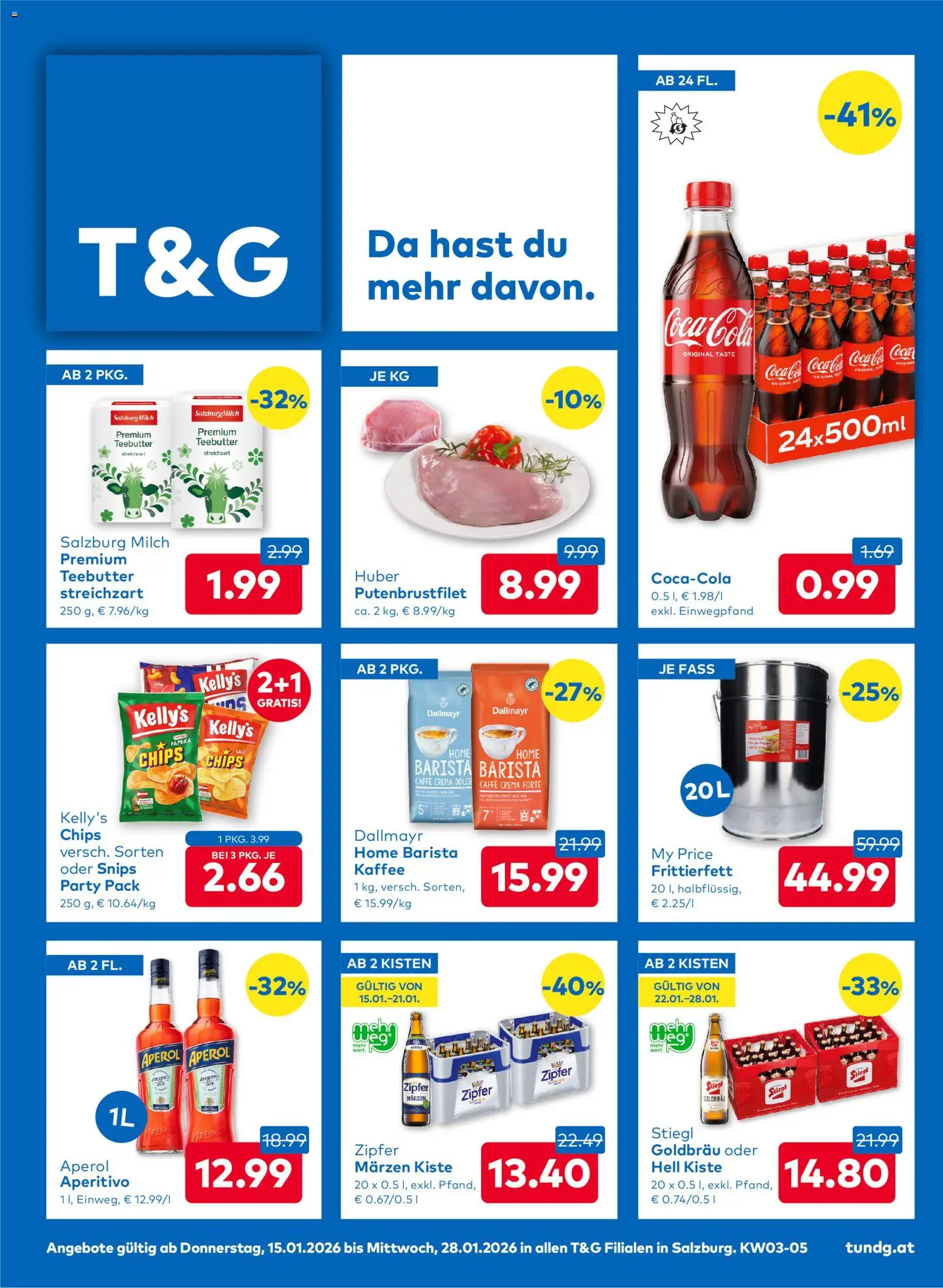 T&G - Salzburg gültig ab 15.01.2026 | Seite: 1 | Produkte: Chips, Milch, Kaffee