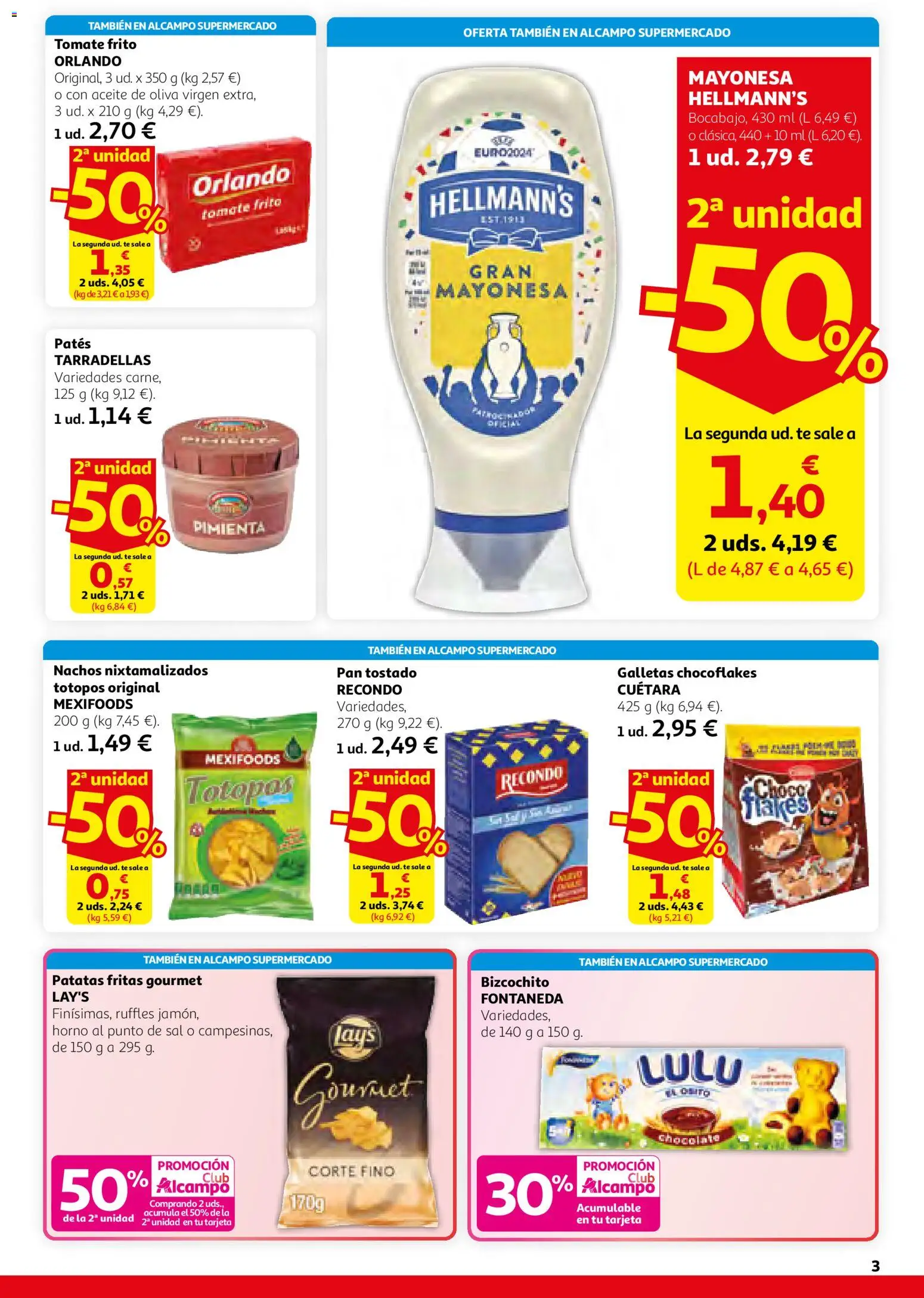 Alcampo - HP Unificado │ válido desde el 26.02.2026 | Página: 3 | Productos: Pan, Chocolate, Galletas, Οθόνη προβολής
