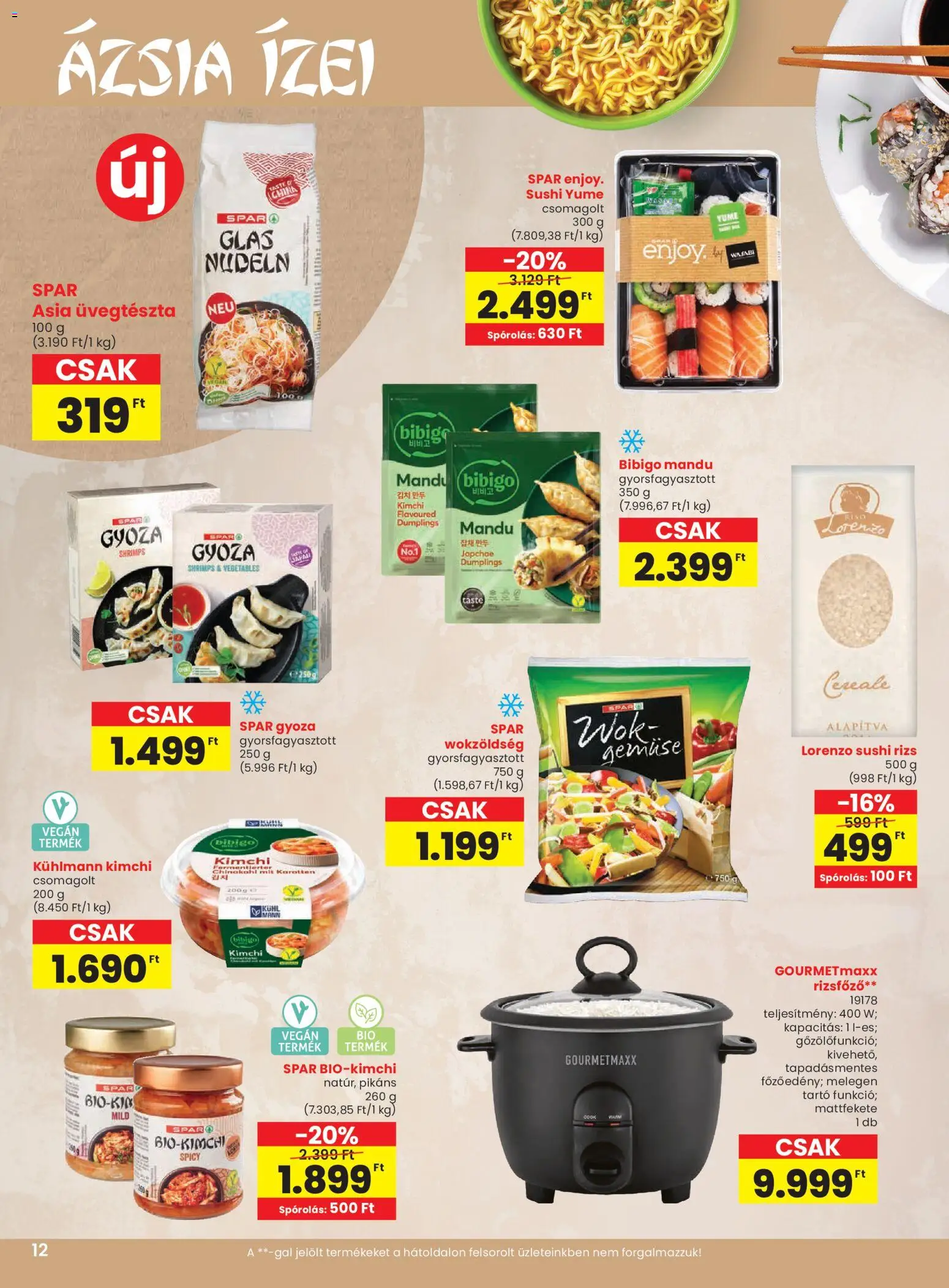 Spar akciós ujság - amely érvényes a következő dátumtól: 15.01.2026 | Oldal: 12 | Termékek: Sushi rizs, Sushi, Rizs, Vegán