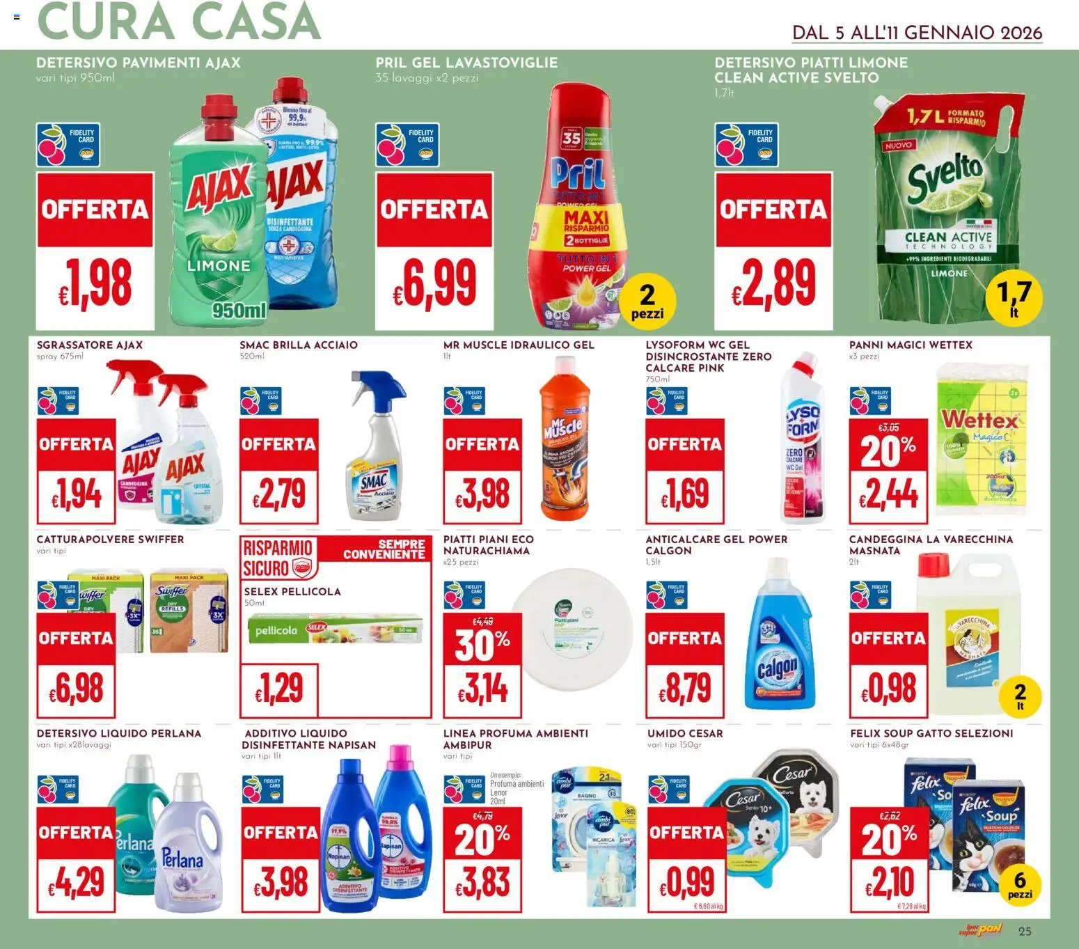 Volantino Pan del 05.01.2026 | Pagina: 25 | Prodotti: Candeggina, Limone, WC, Bagno