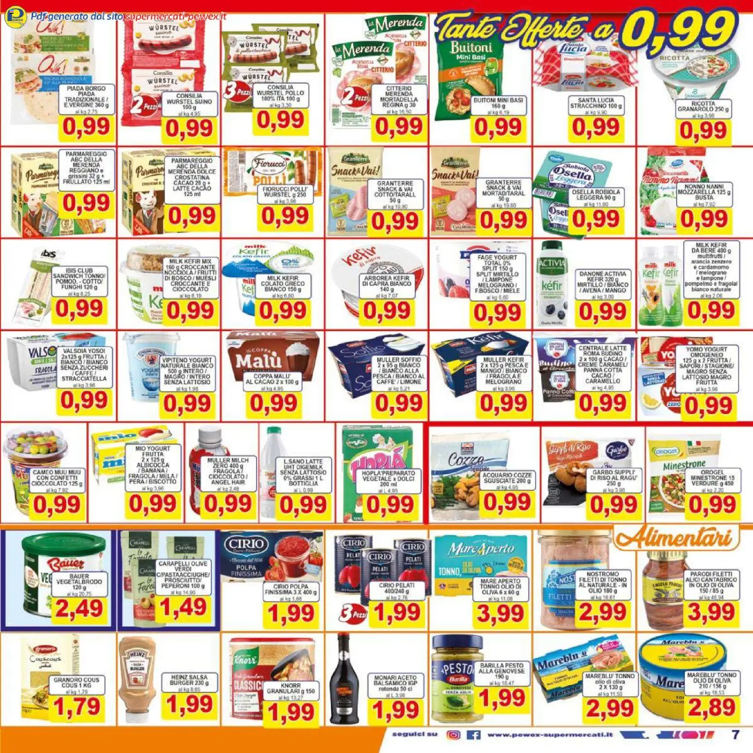 Volantino Pewex del 16.01.2026 | Pagina: 7 | Prodotti: Salsa, Pesca, Tonno, Robiola