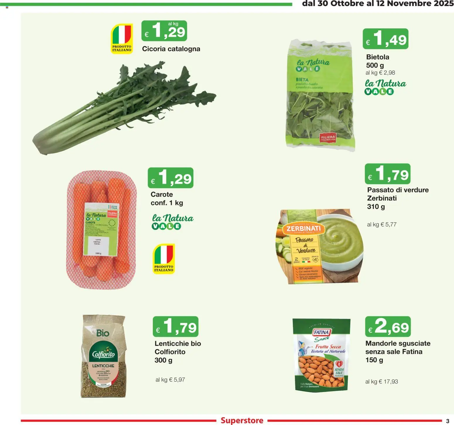 Volantino Sì con Te del 30.10.2025 | Pagina: 3 | Prodotti: Lenticchie, Verdure, Frutta, Sale