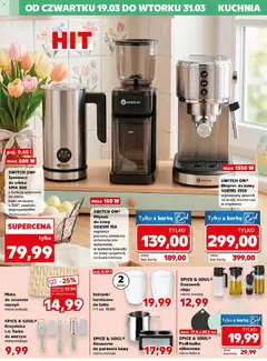 Pogląd oferty "Kaufland gazetka - Złap Okazje" - ważna od 19.03.2026 | Strona: 10 | Produkty: Ekspres do kawy, Młynek, Spieniacz do mleka, Szklanki