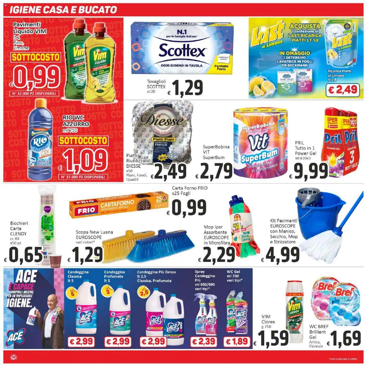 Volantino Paghi Poco del 31.10.2025 | Pagina: 18 | Prodotti: Candeggina, Lavatrice, Scaffale, WC