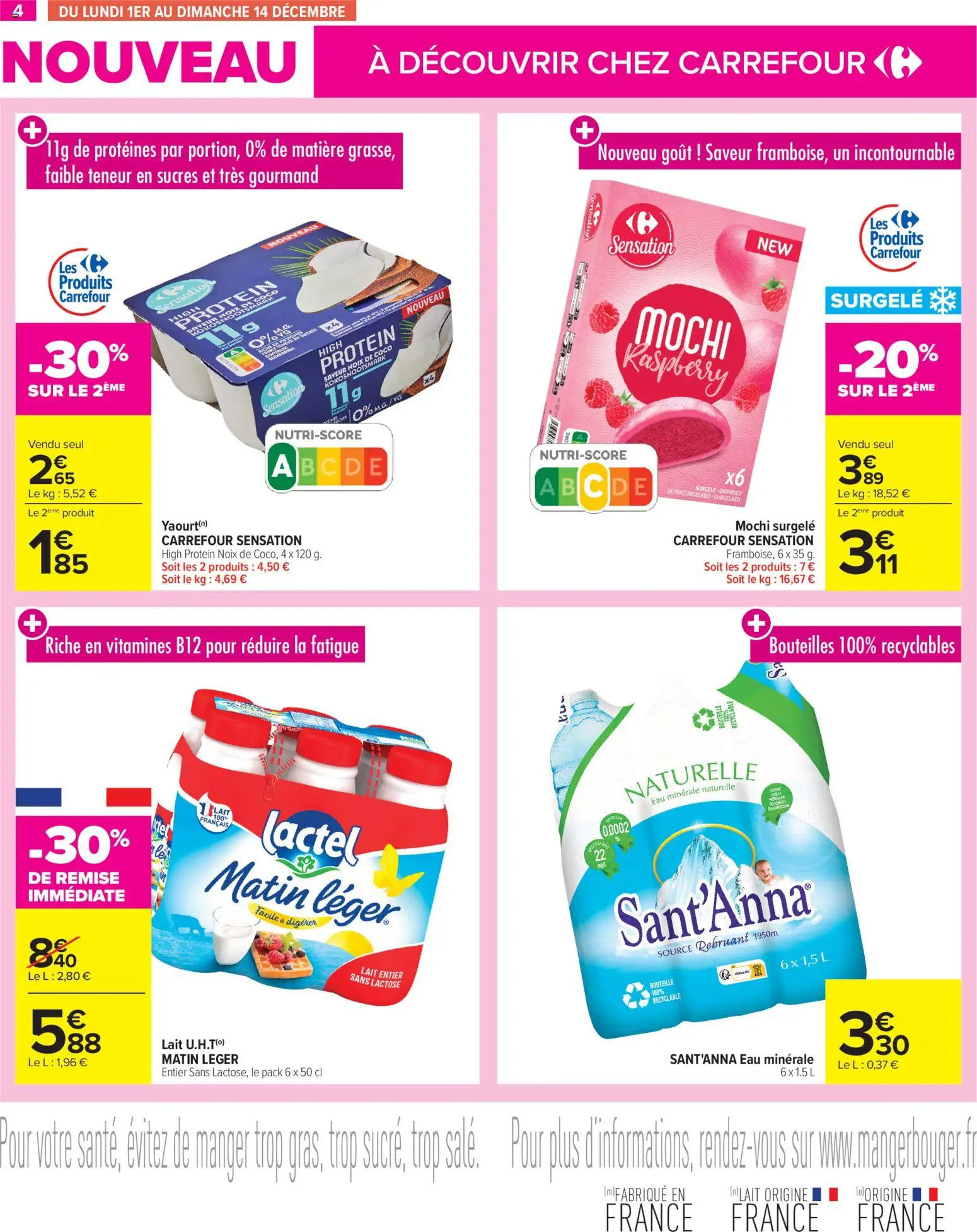 {H1} | Page: 4 | Produits: Eau minérale, Mochi, Lait, Noix