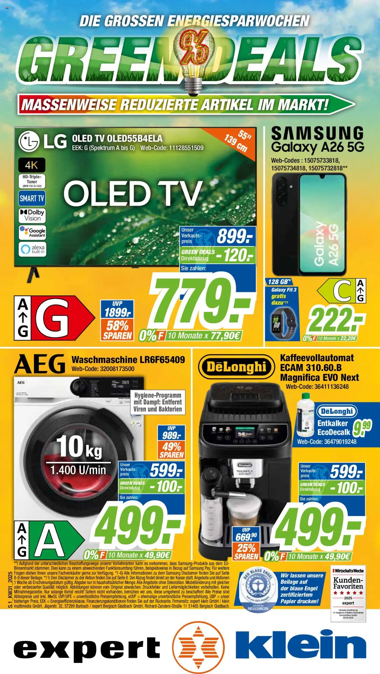 Expert Prospekt Giessen - gültig ab dem 28.07.2025 | Seite: 1 | Produkte: Samsung, Smart TV, Kaffeevollautomat, TV
