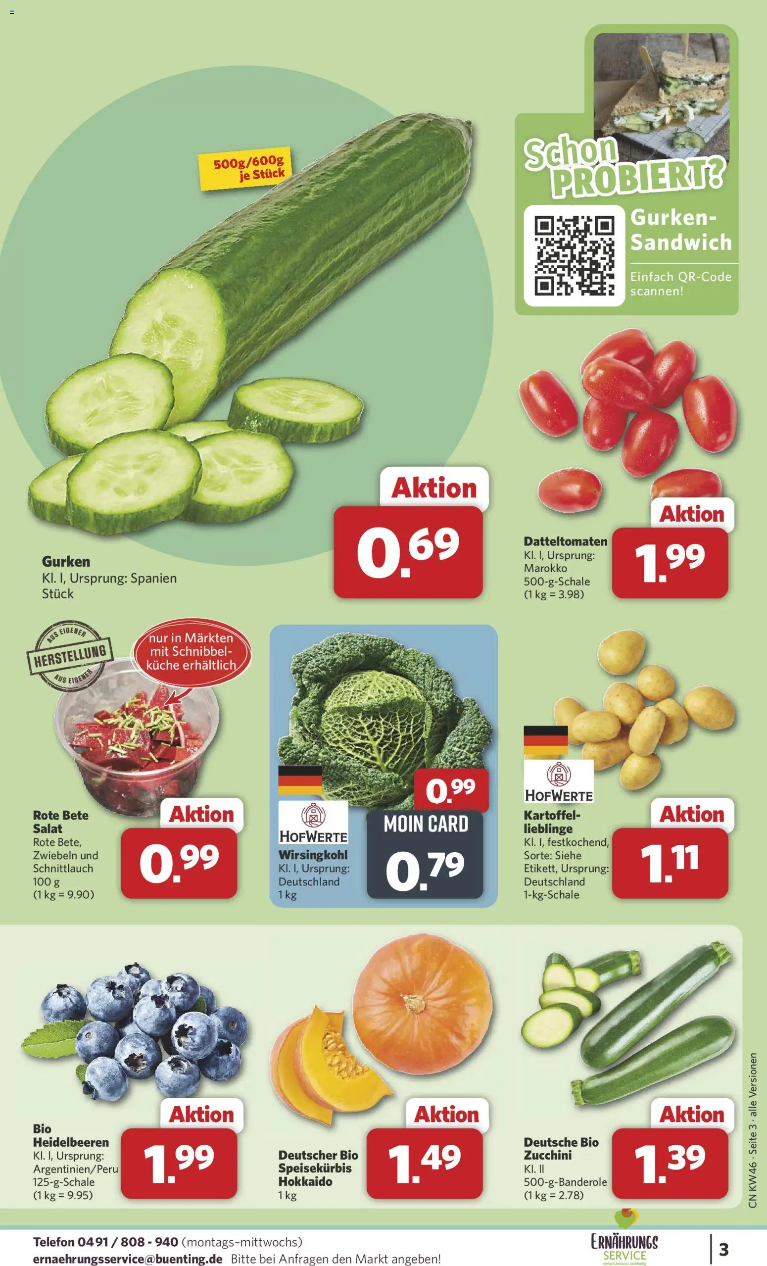 Combi Prospekt 	 – gültig ab 10.11.2025 | Seite: 3 | Produkte: Küche, Heidelbeeren, Zwiebeln, Zucchini