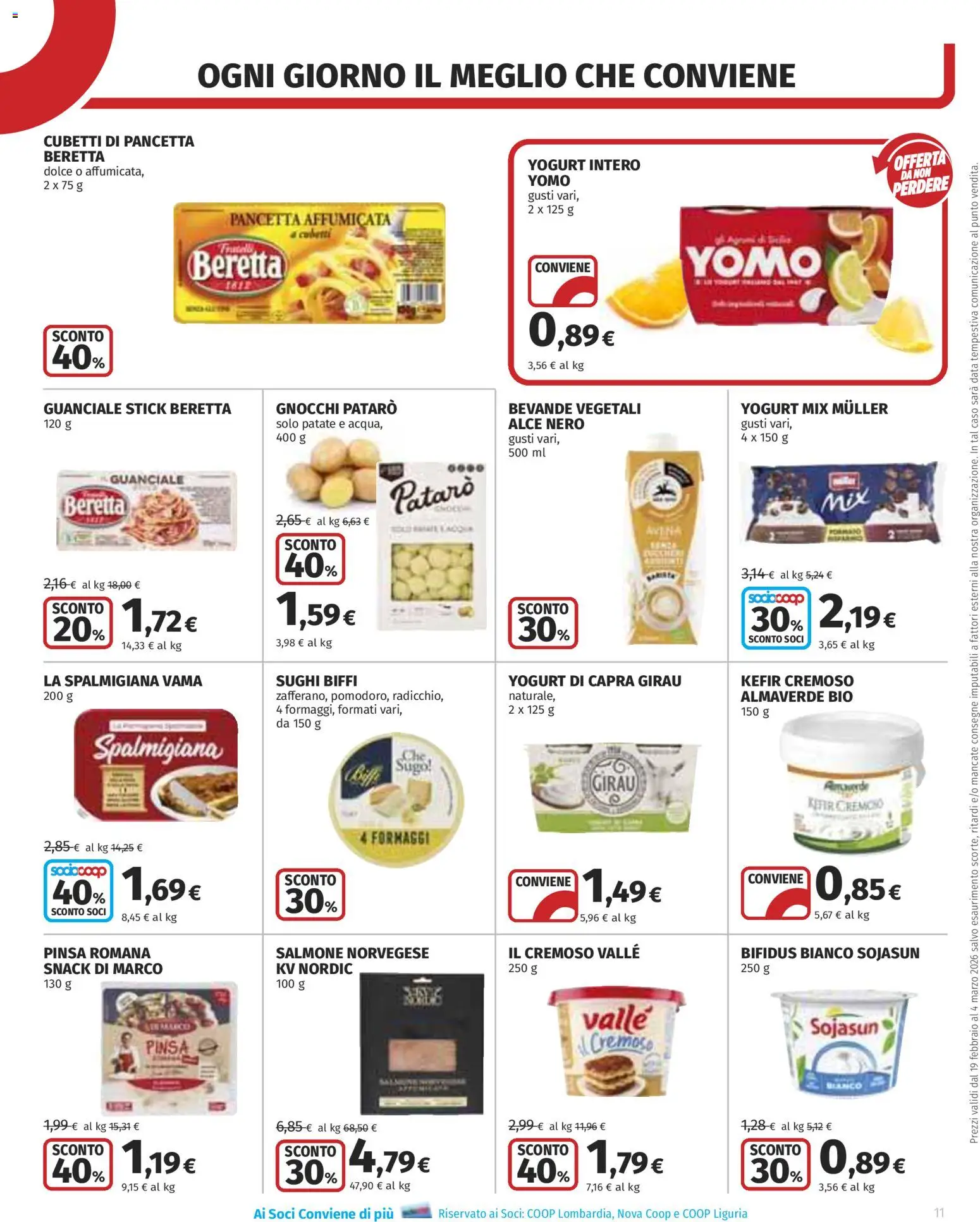 Volantino COOP del 19.02.2026 | Pagina: 11 | Prodotti: Salmone, Pancetta, Patate, Gnocchi