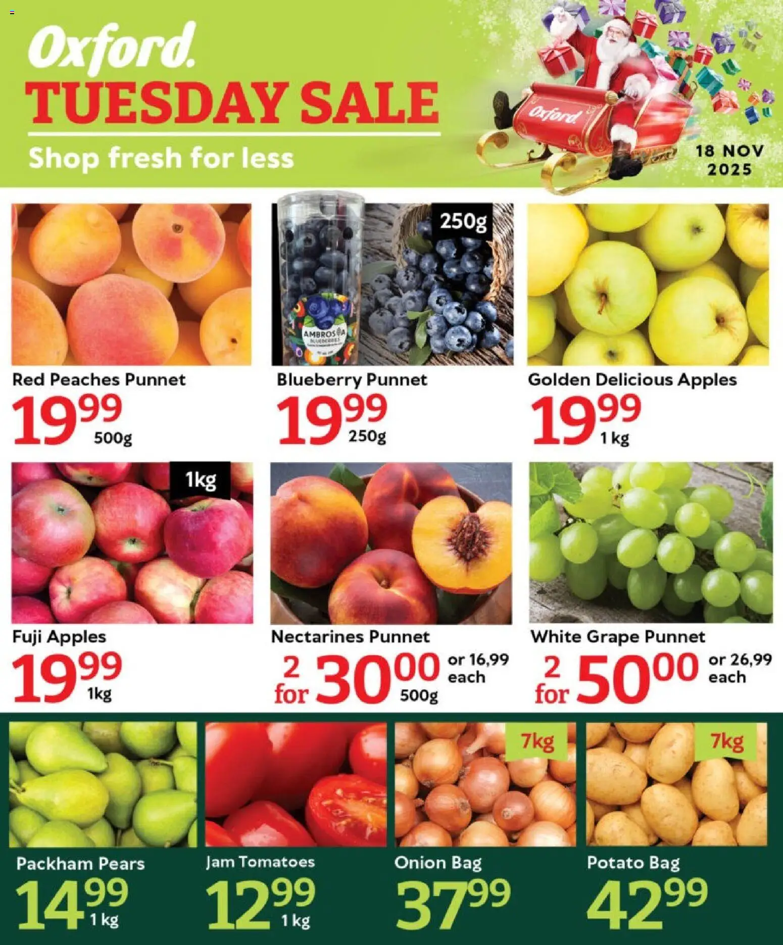 New Oxford Freshmarket catalogue – valid from 18.11.2025 | Page: 1 | Products: Pears, Jam, Tomatoes, Nectarines