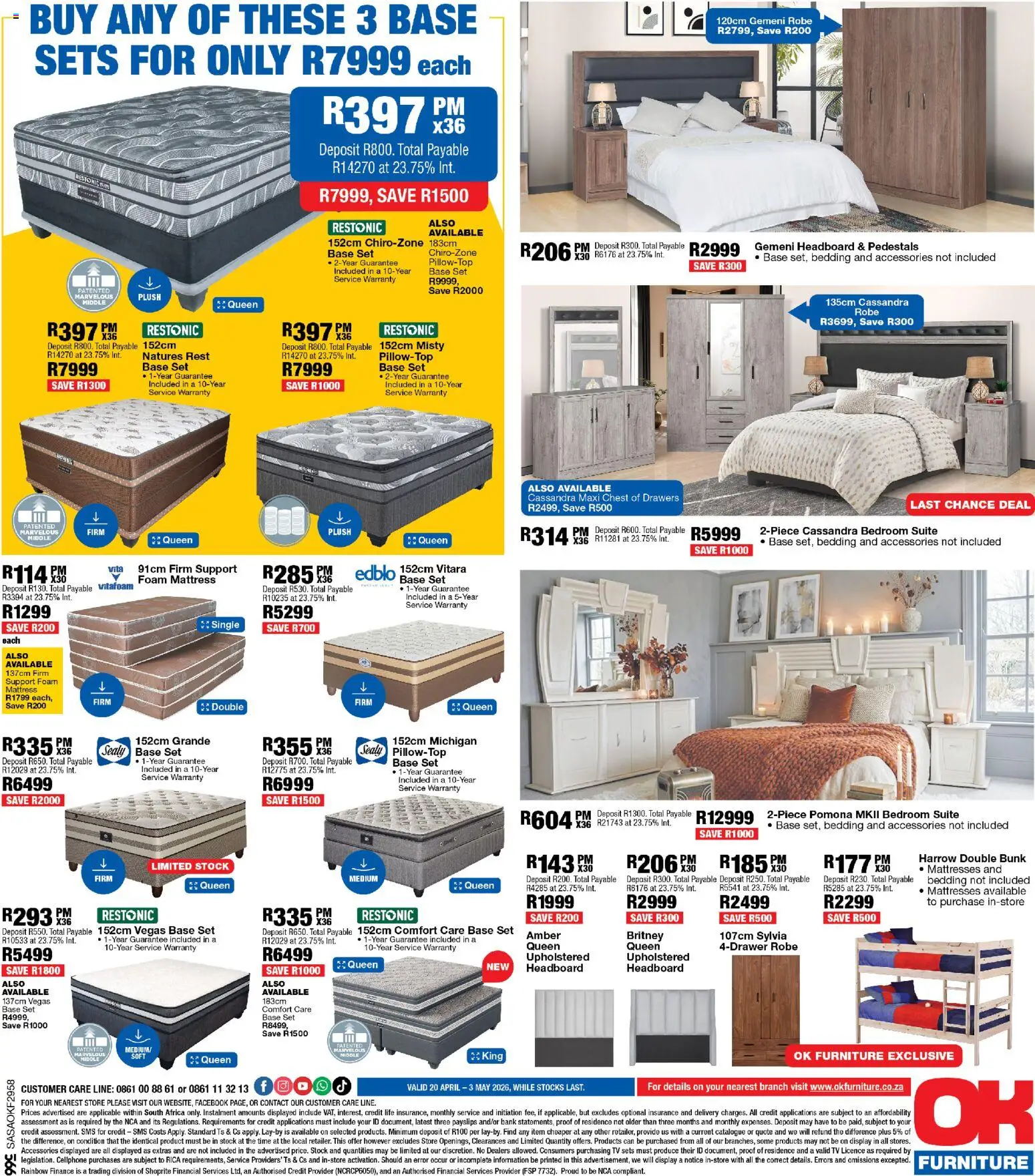 New OK Furniture catalogue – valid from 20.04.2026 | Page: 8 | Products: Chest of drawers, TV, Double bunk, Foam