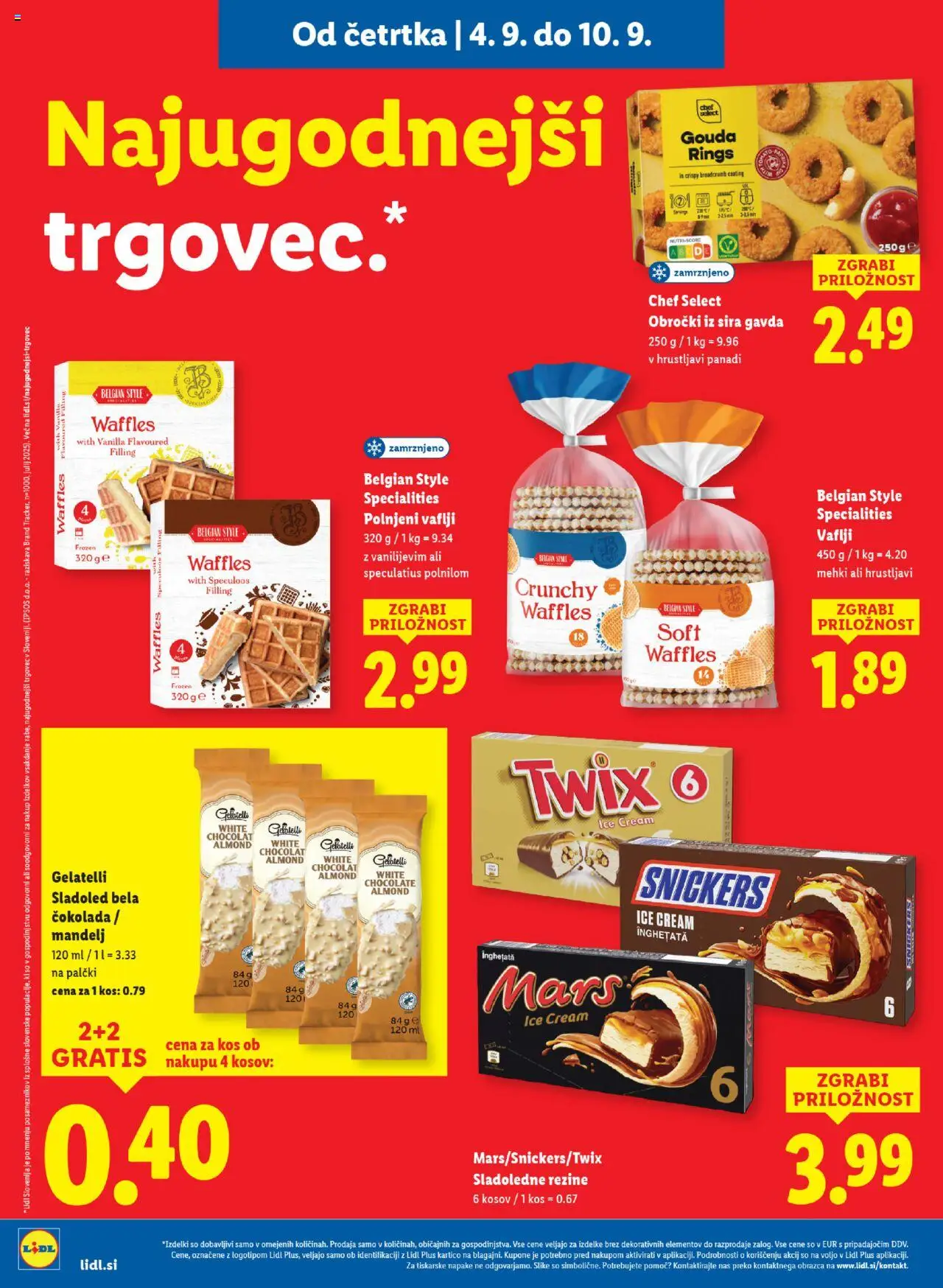 Novi Lidl katalog ponudbe – veljaven od 04.09.2025 | Stran: 10 | Izdelki: Vaflji, Kos, Cokolada, Sladoled