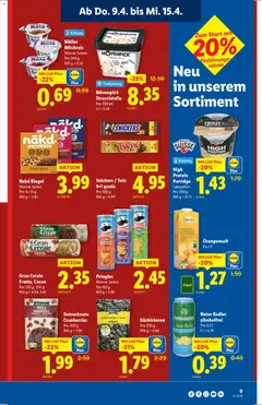 Lidl aktionen ab 09.04.2026 gültig | Seite: 9 | Produkte: Burger, Snickers, Twix, Milch