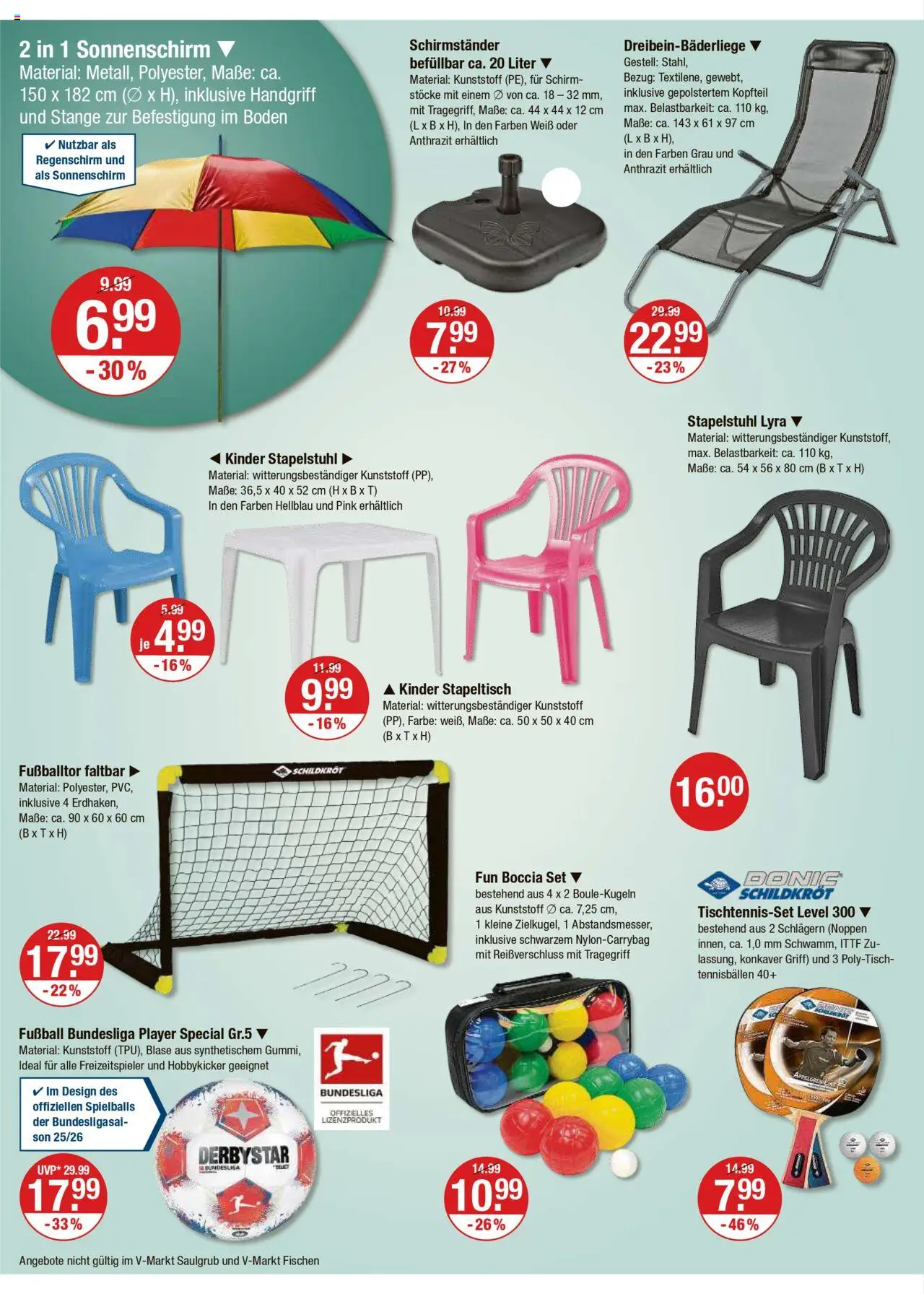 V-Markt - Oberbayern - gültig ab dem 24.07.2025 | Seite: 16 | Produkte: Fußball, Sonnenschirm, Regenschirm, Player