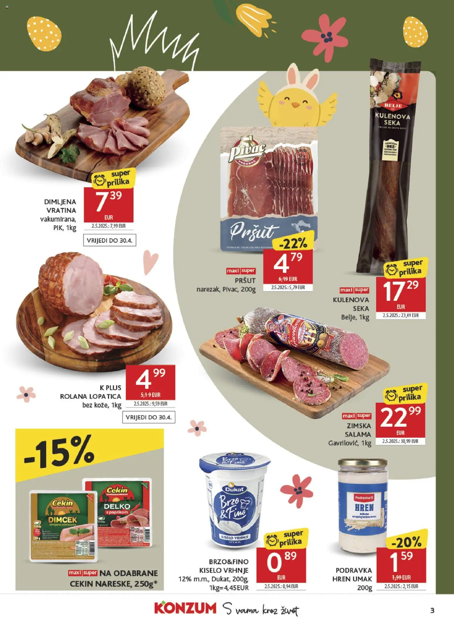 Konzum katalog | vrijedi od 30.03.2026 | Stranica: 3 | Proizvodi: Podravka, Pršut, Umak, Lopatica