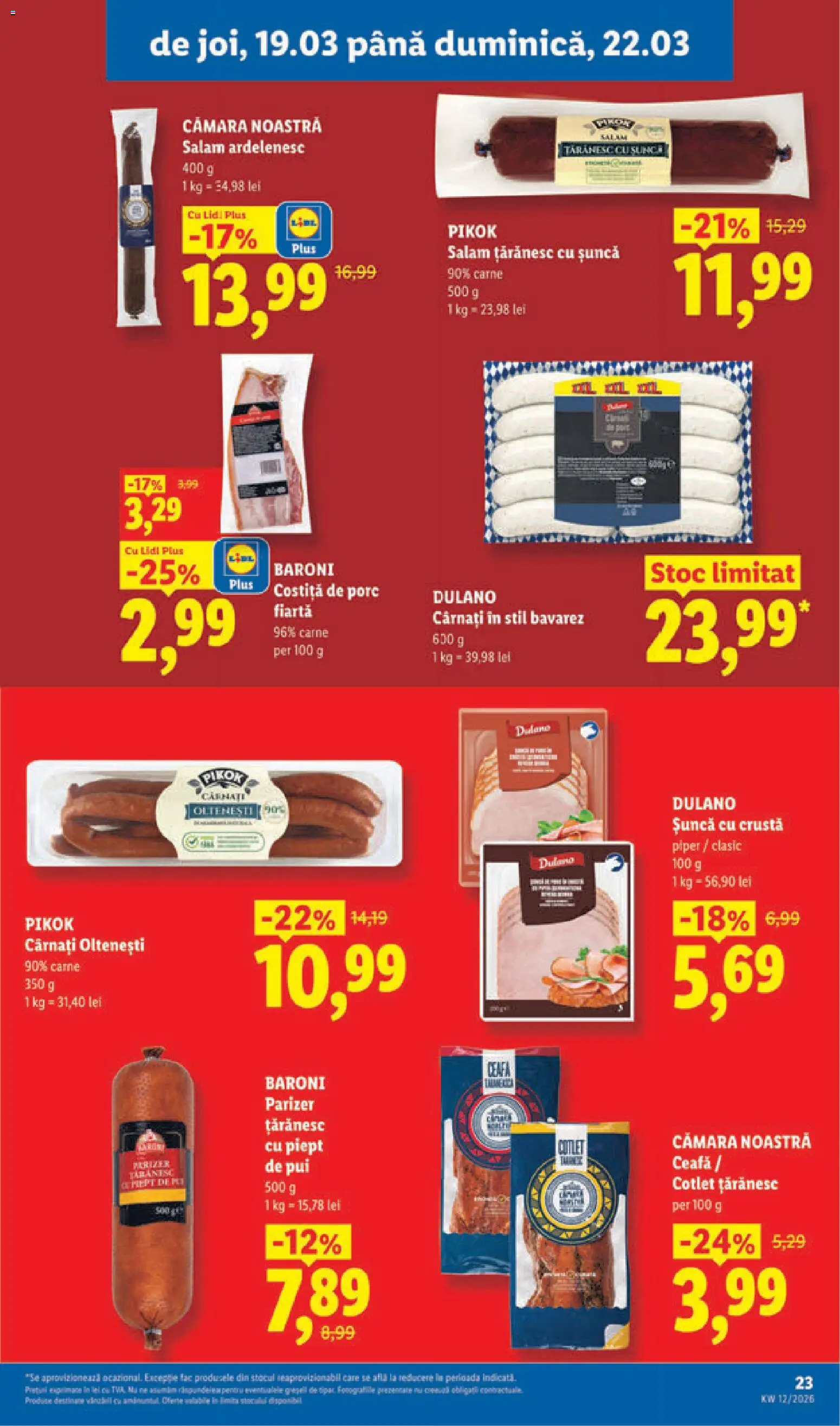 Noul catalog Lidl – valabil de la 16.03.2026 | Pagină: 23 | Produse: Hacıyatmaz Kedi Oyuncağı, Șuncă, Parizer, Piper
