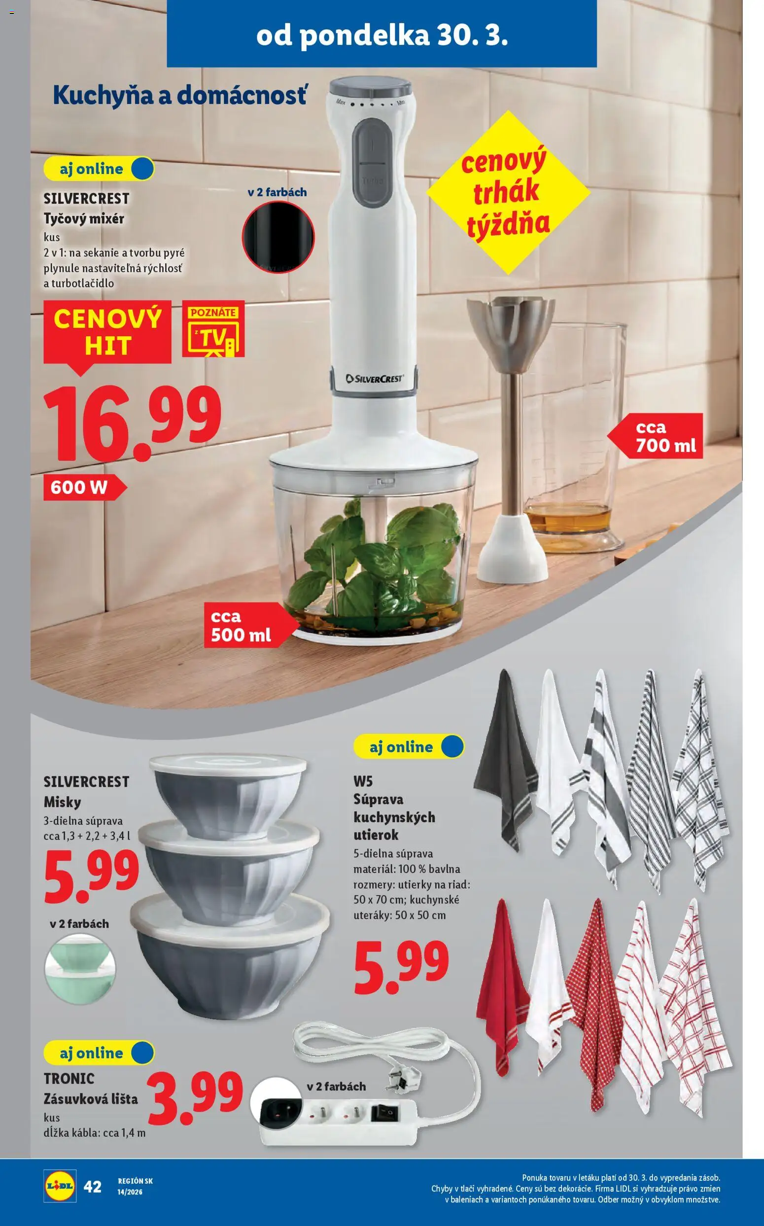 Nové Lidl akcie – leták je platný od 30.03.2026 | Strana: 60 | Produkty: Kuchyňa, Mixér, Tyčový mixér