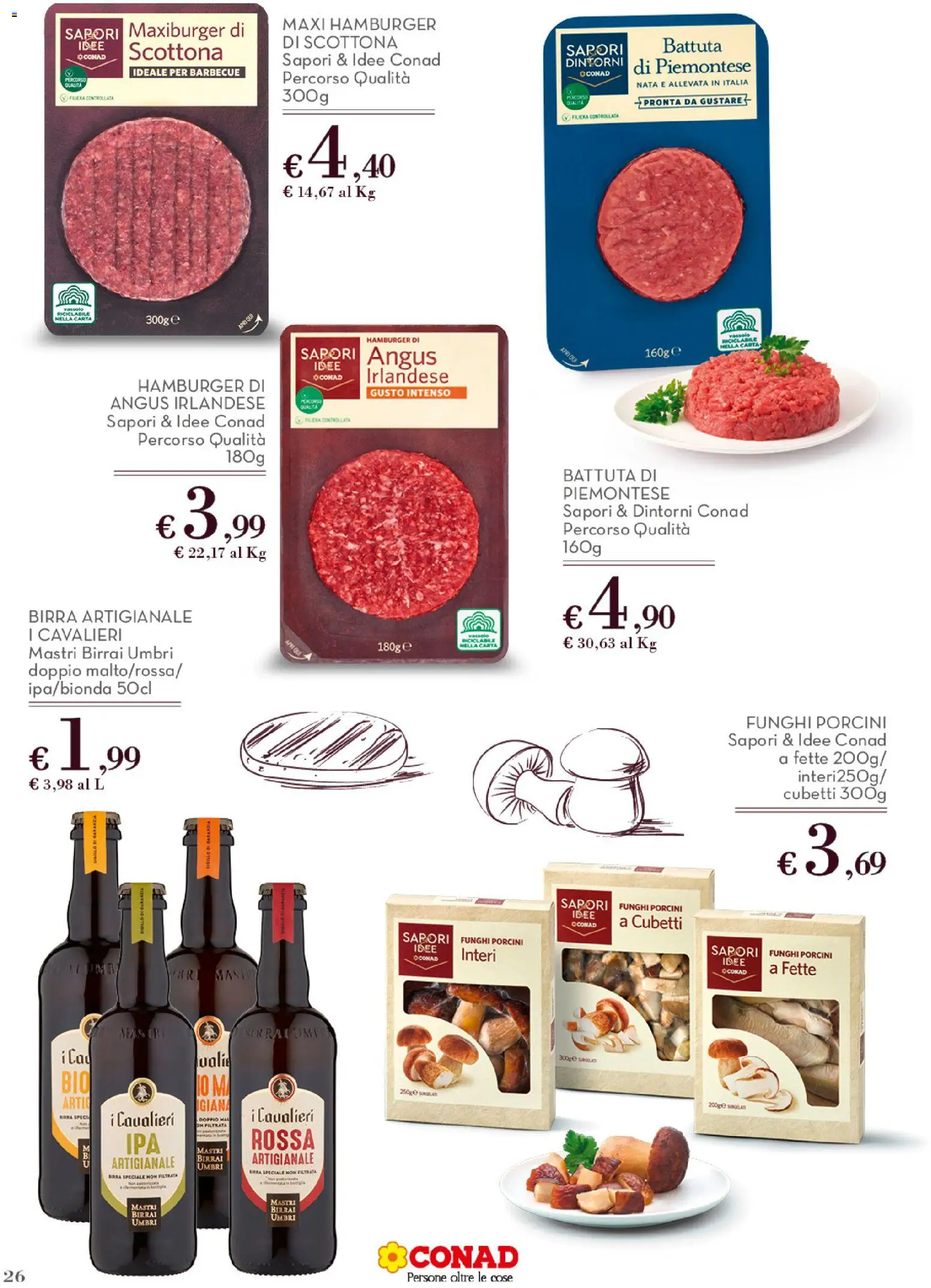 Volantino Conad del 01.12.2025 | Pagina: 26 | Prodotti: Birra, Barbecue, Funghi, Hamburger