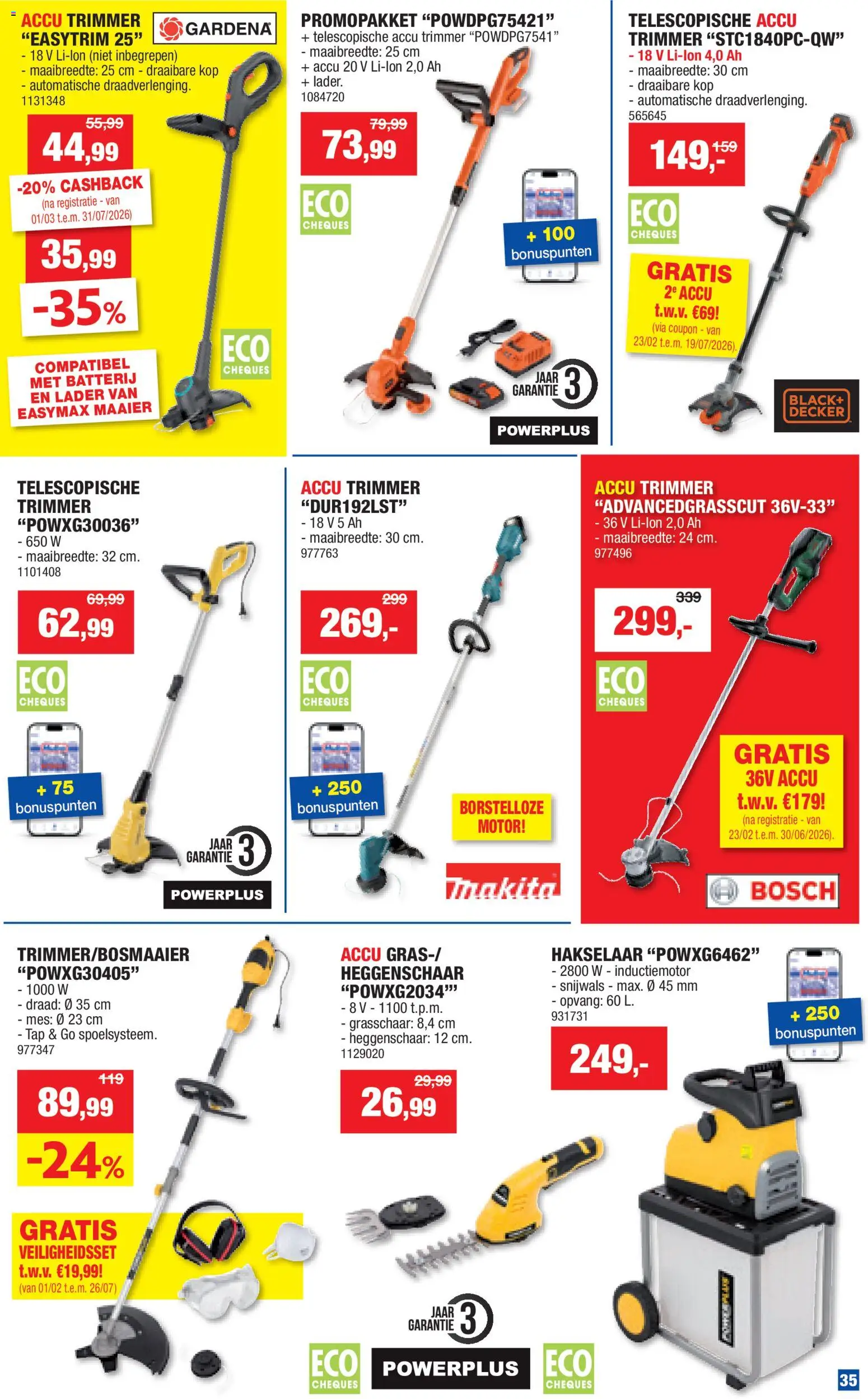 {H1} | Pagina: 35 | Producten: Sac de transport, Draad, Trimmer, Mes